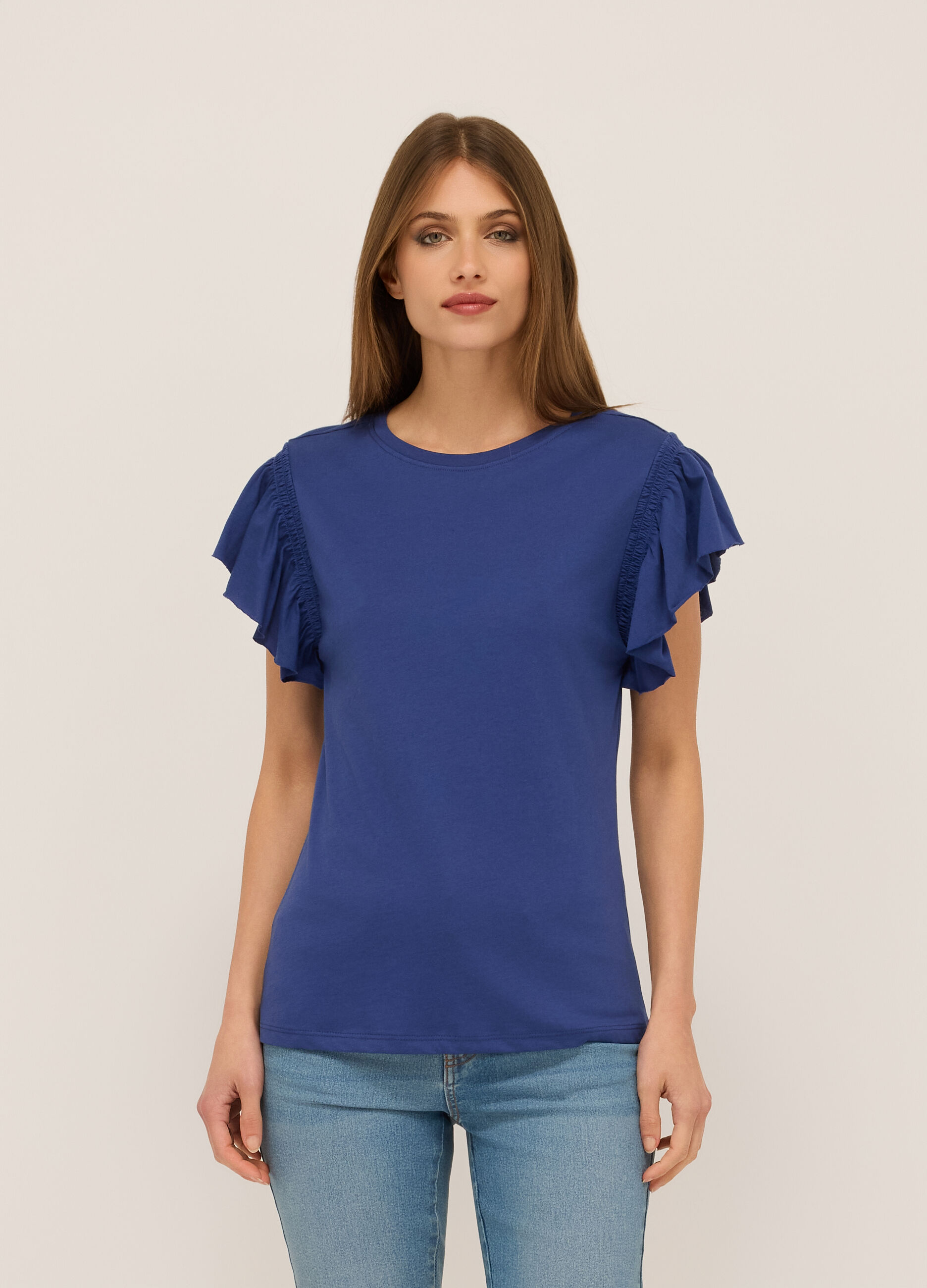 T-shirt in jersey di puro cotone donna_0