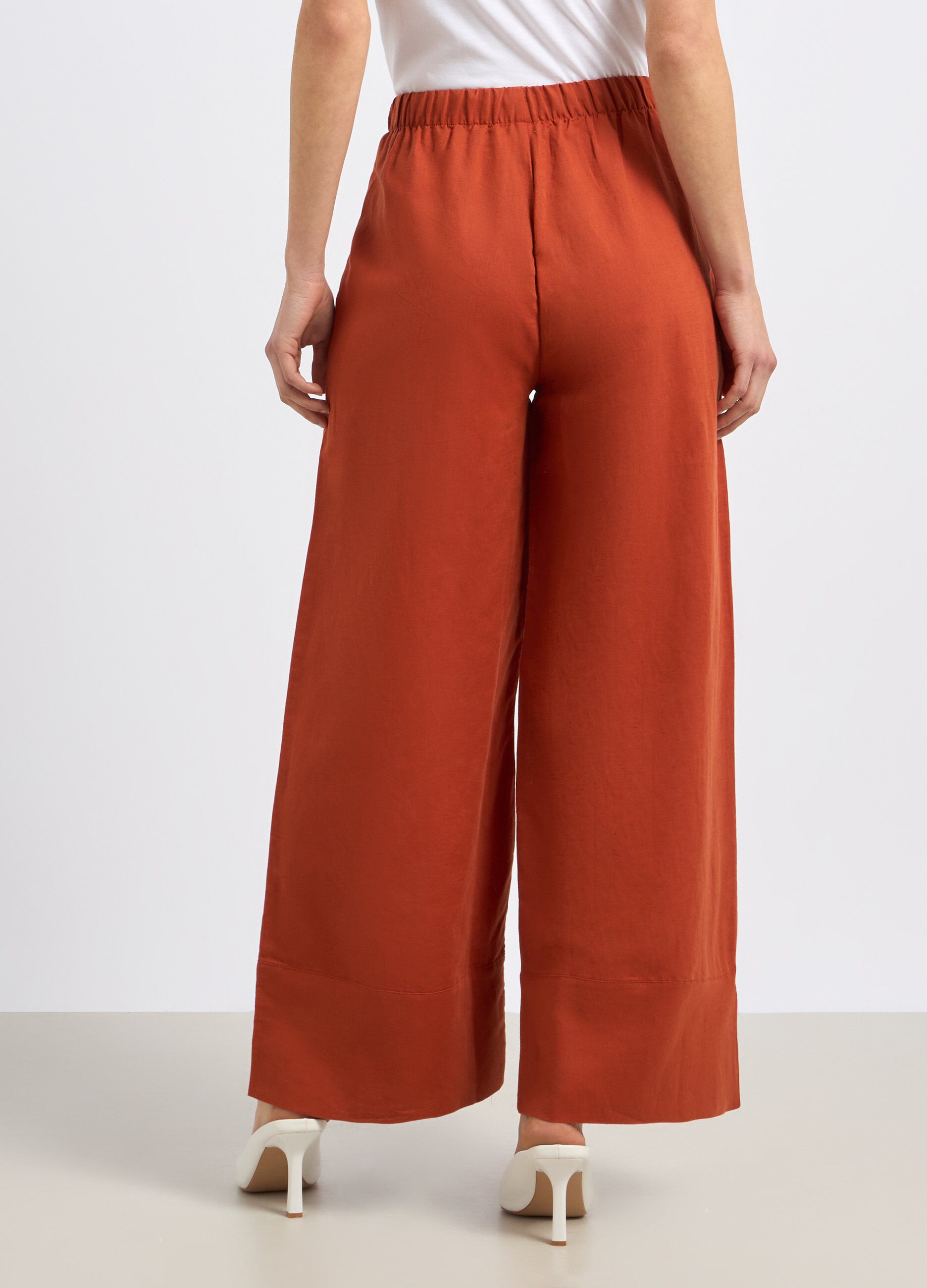 Pantaloni palazzo in misto lino donna_1