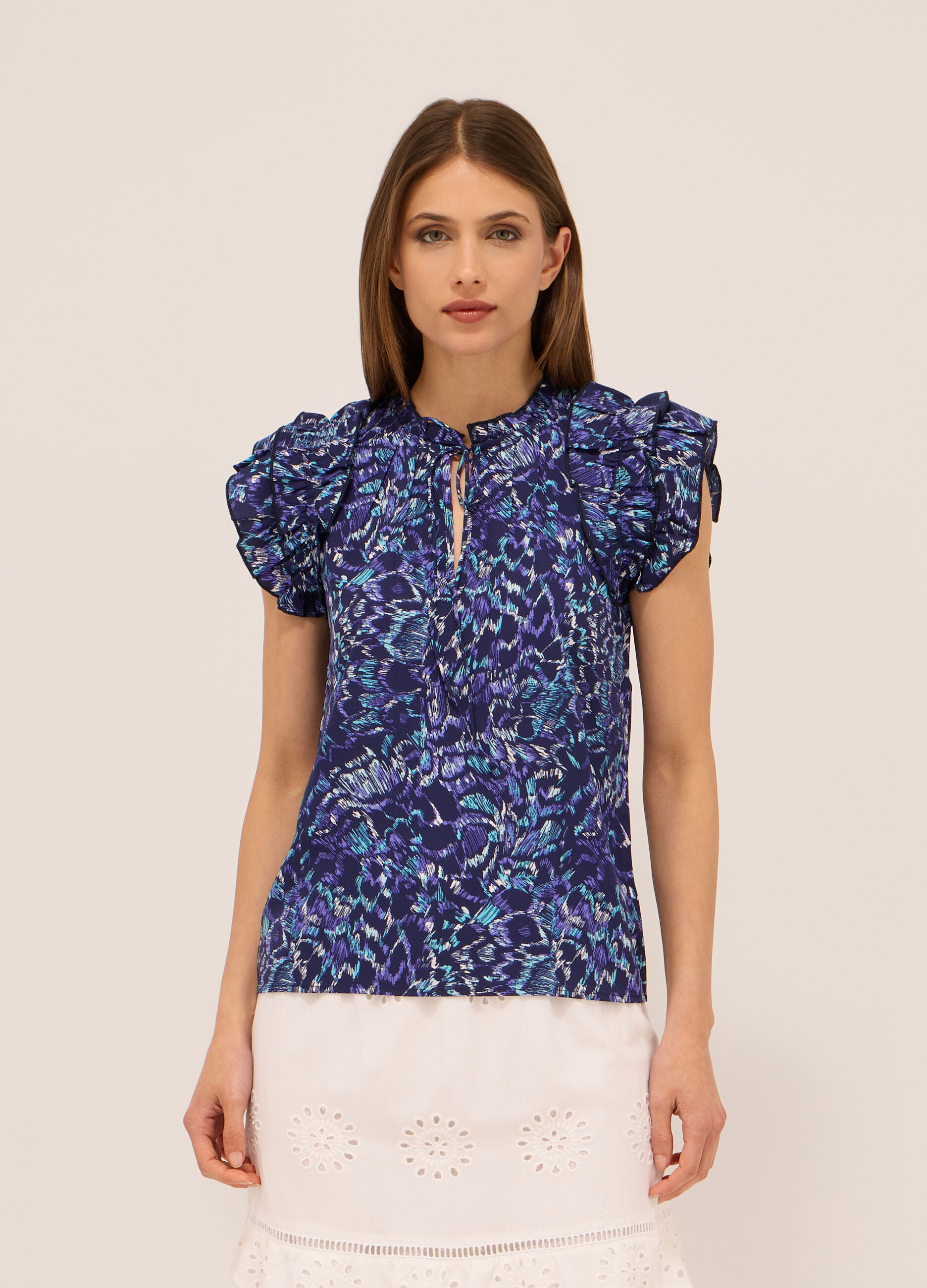Blusa in american crepe donna_0