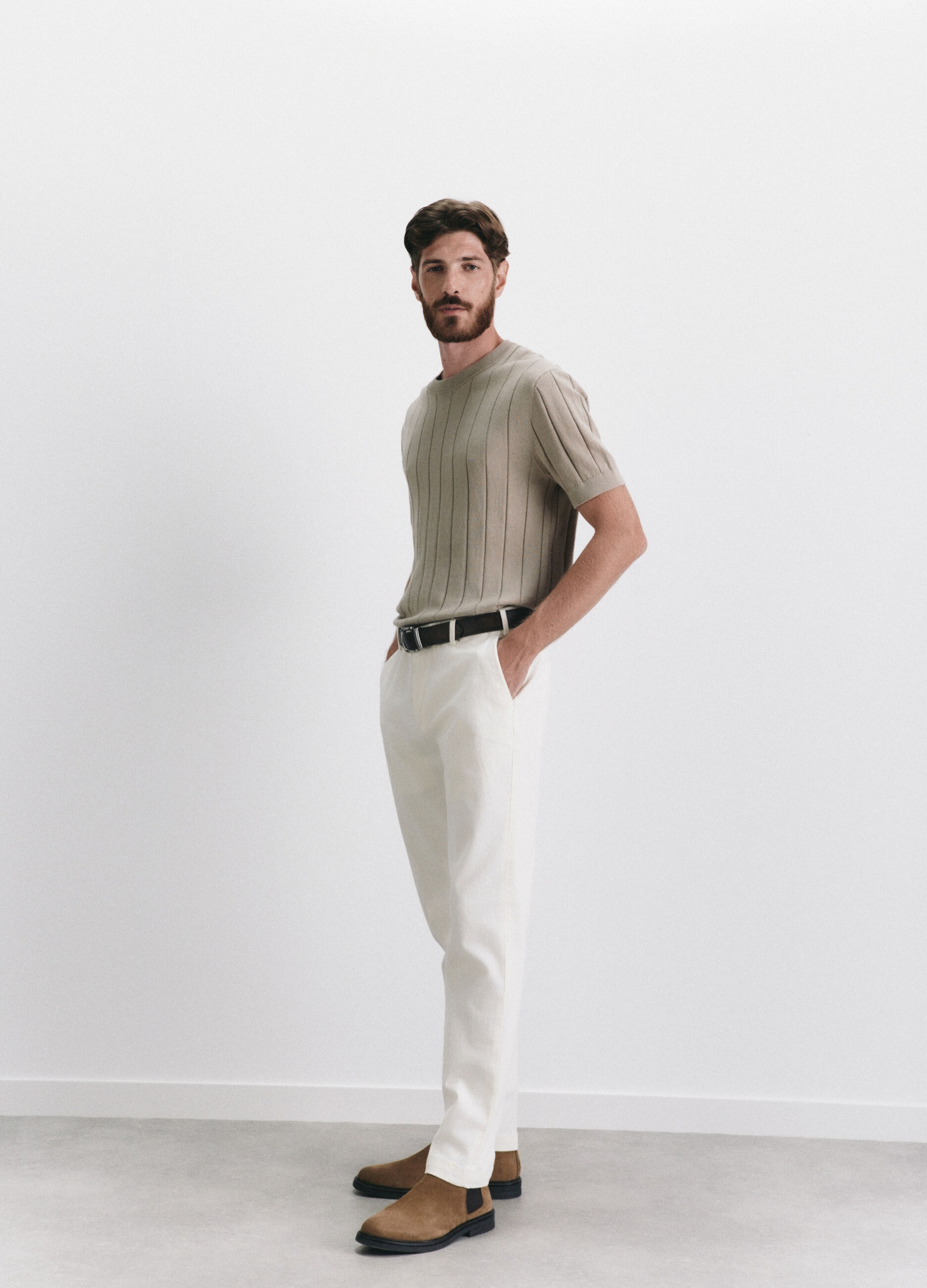 Pantaloni chino in misto cotone e lyocell uomo_0