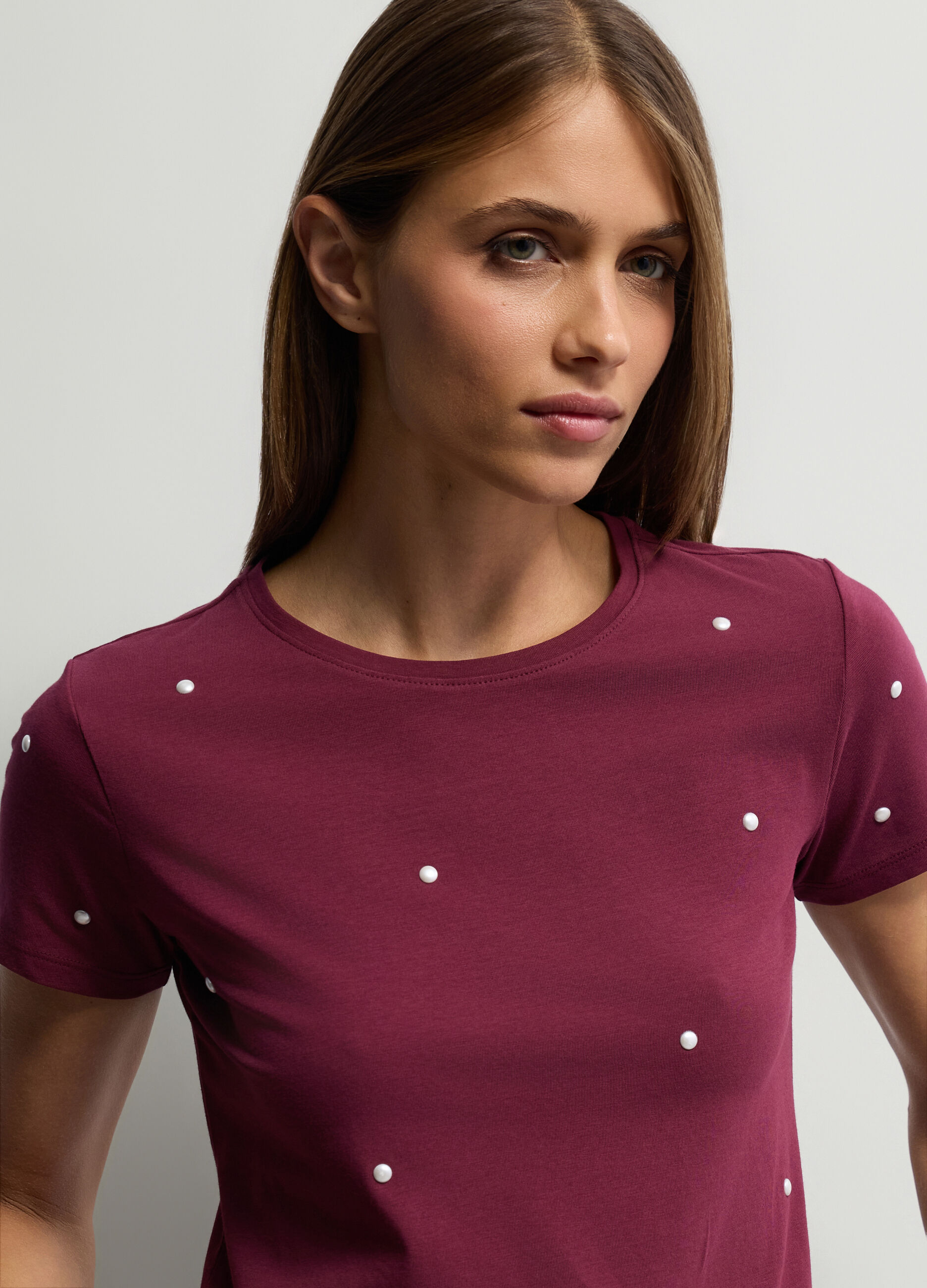 T-shirt girocollo stretch donna_2
