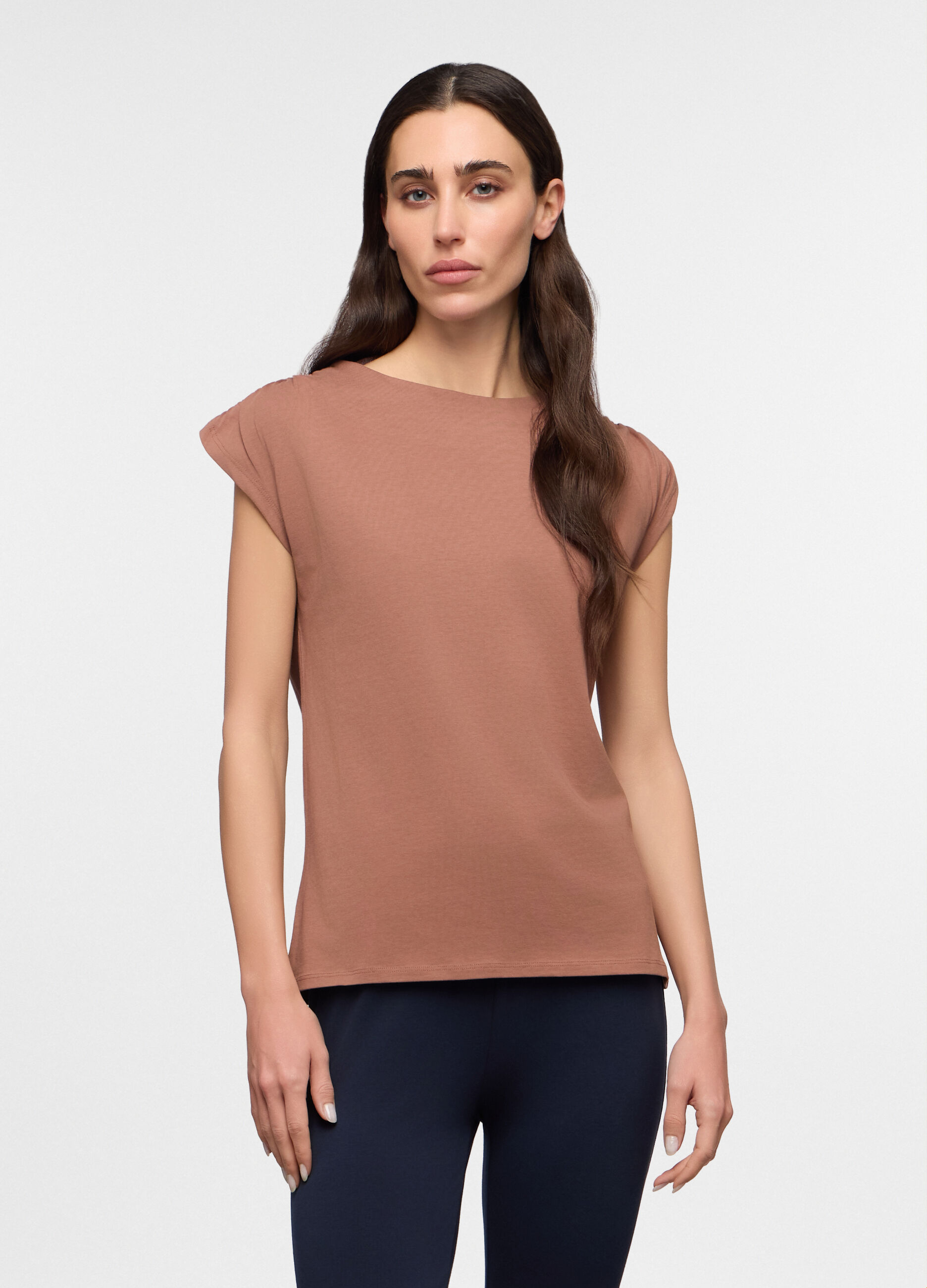 T-shirt girocollo stretch donna_0