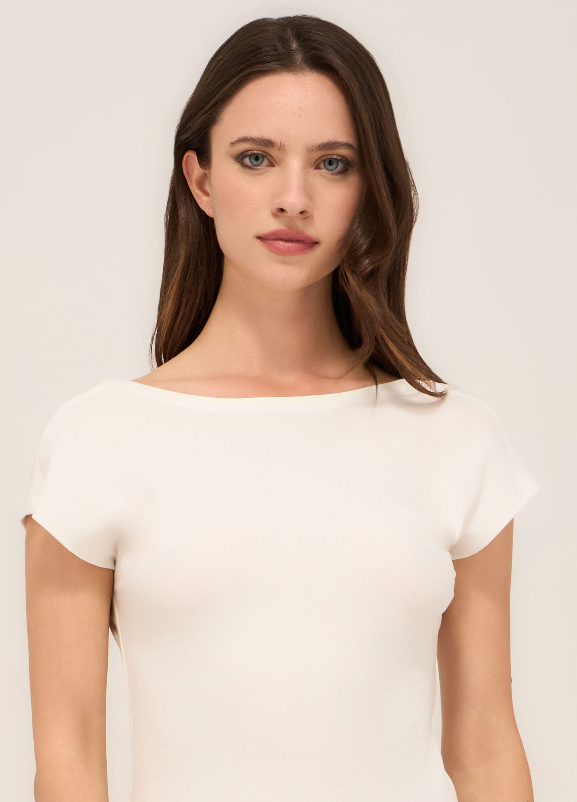 T-shirt in cotone stretch donna_2