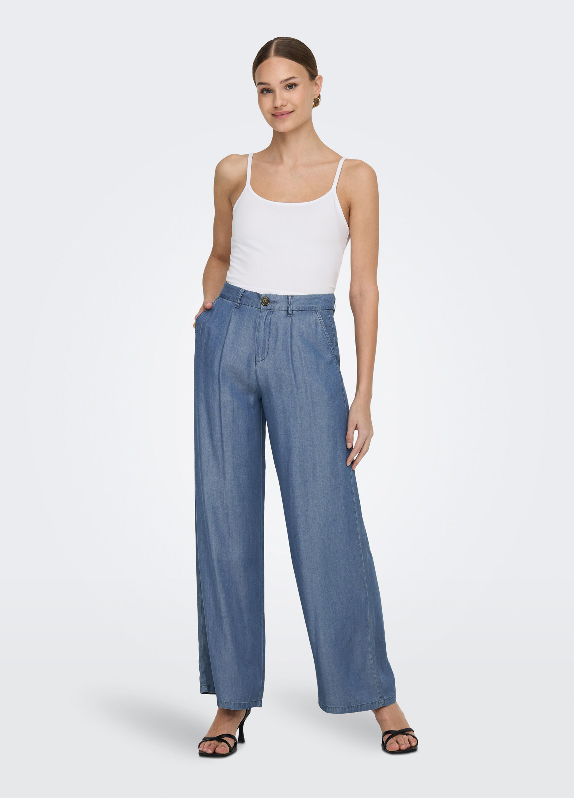 Pantaloni palazzo in puro cotone donna
