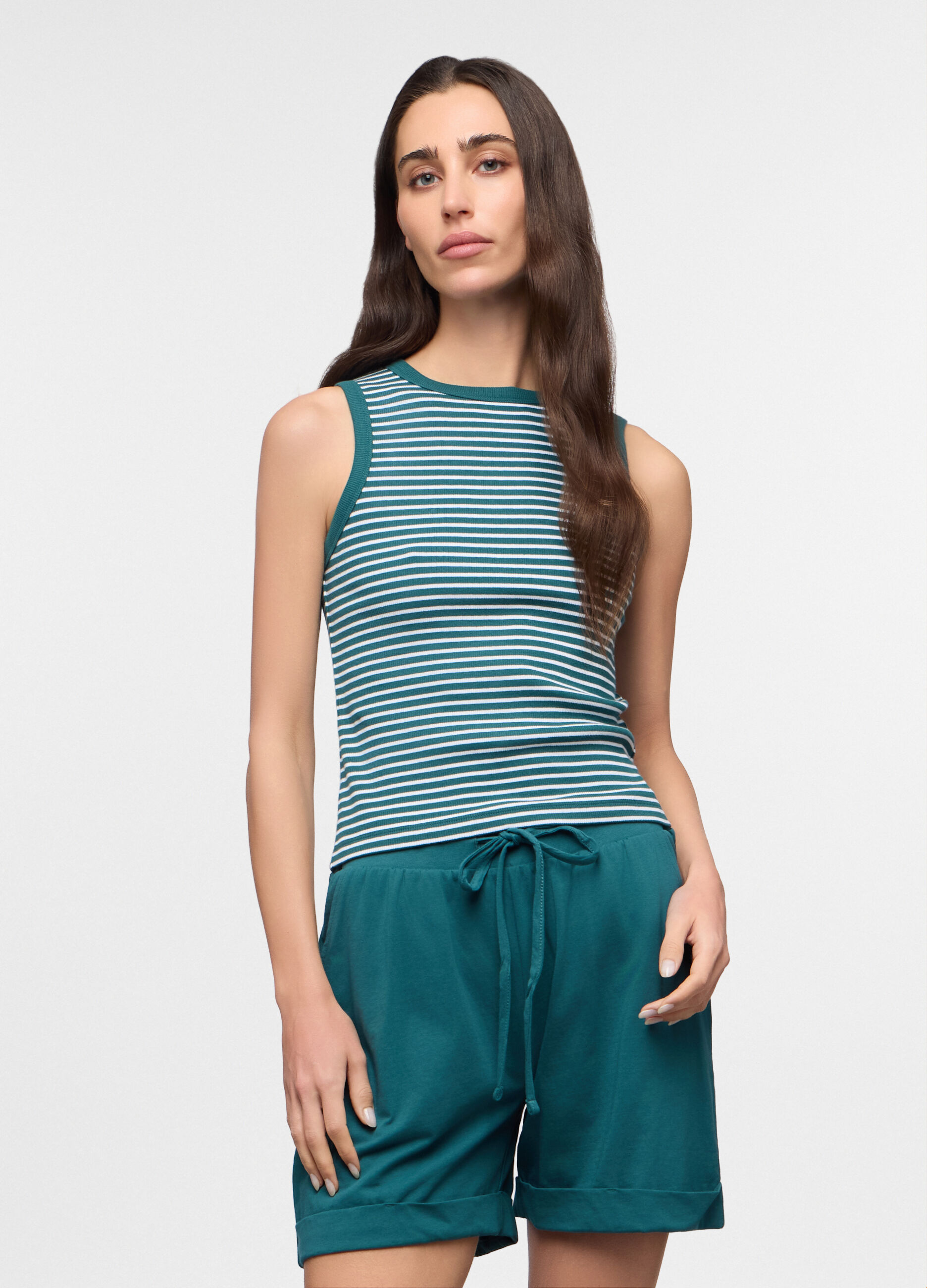 Canotta fitted in costina stretch donna_0