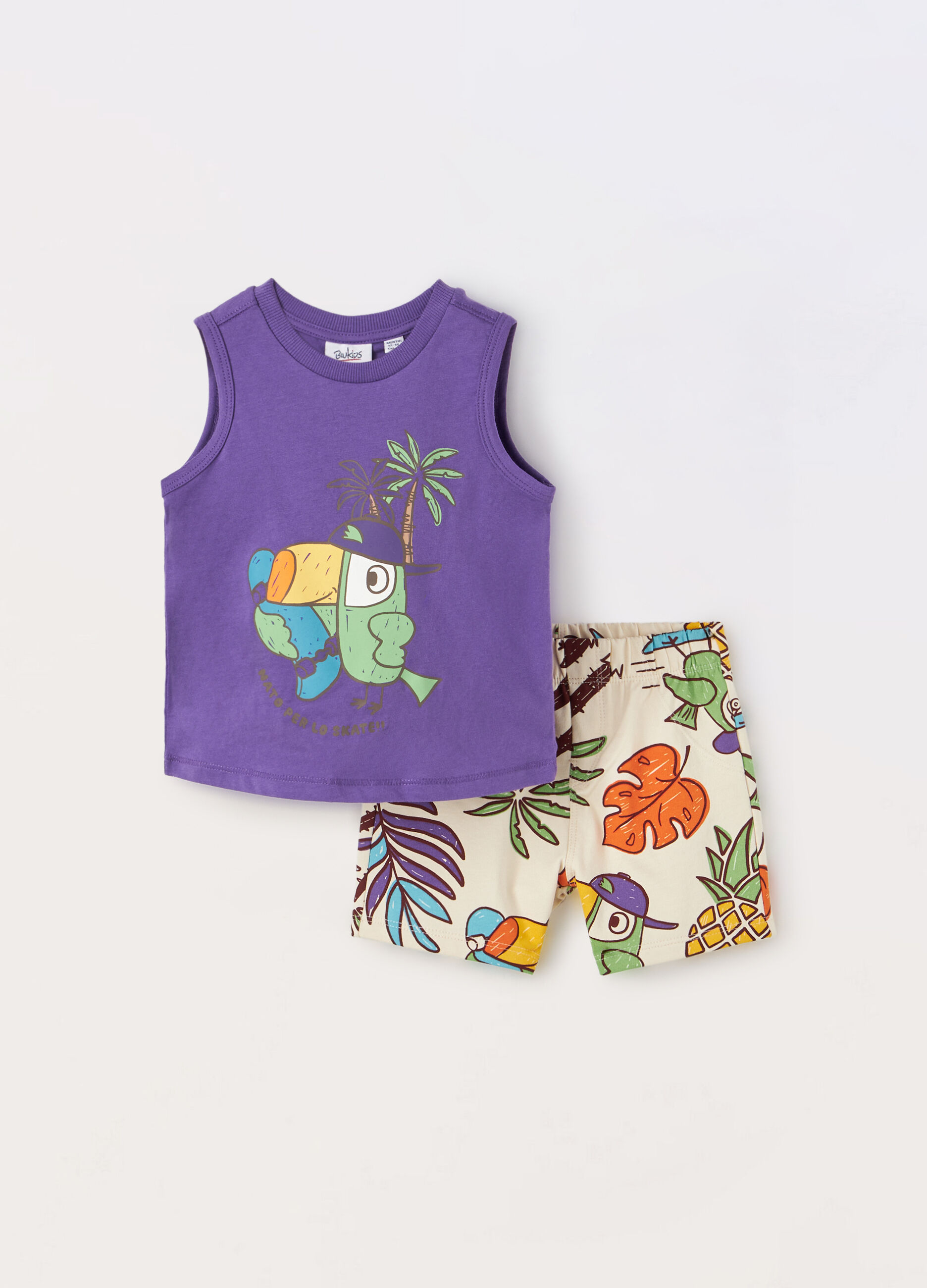 Jogging set in jersey di puro cotone neonato_0