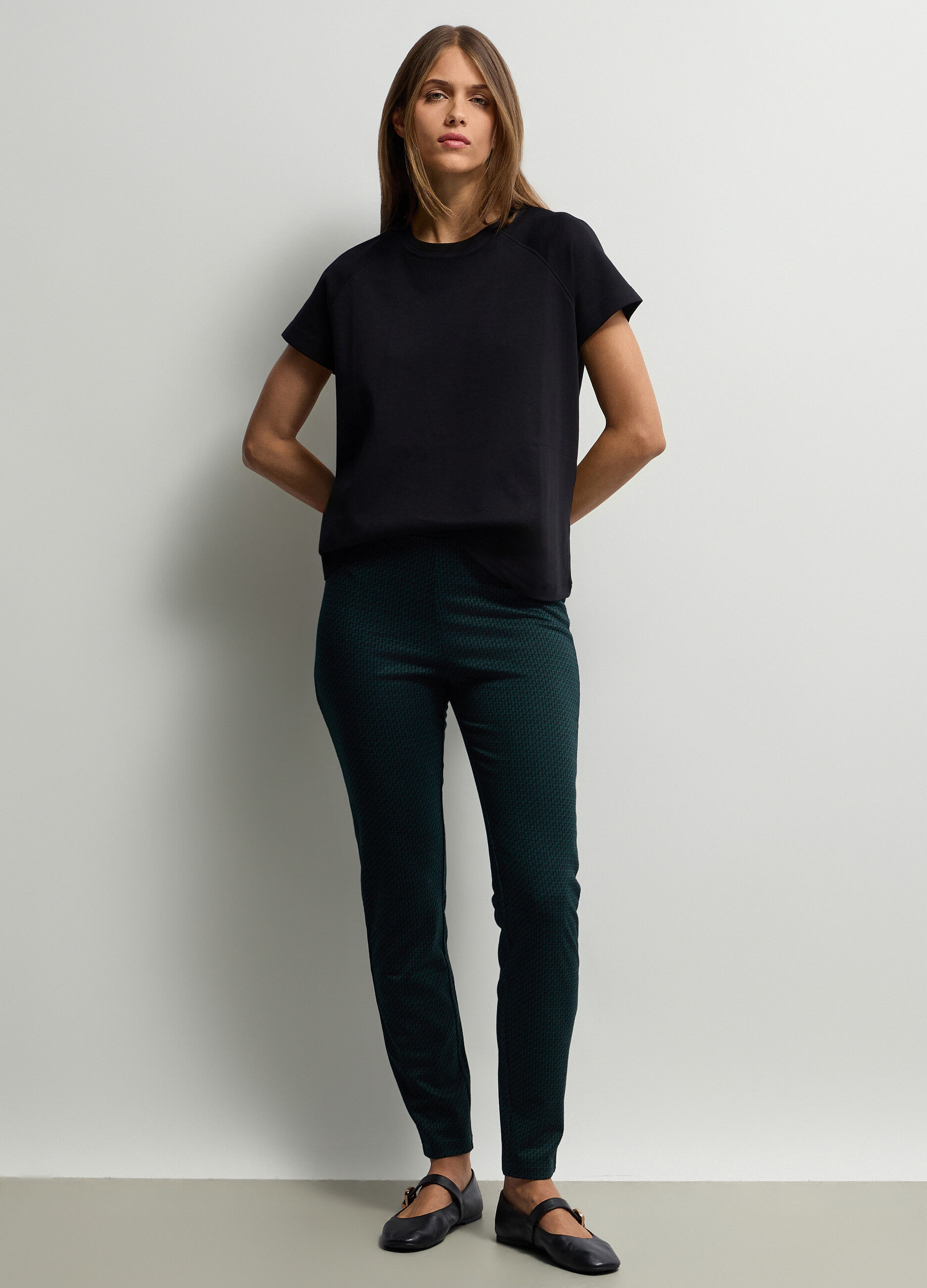 Leggings Slim Fit jaquard misto viscosa stretch donna_0