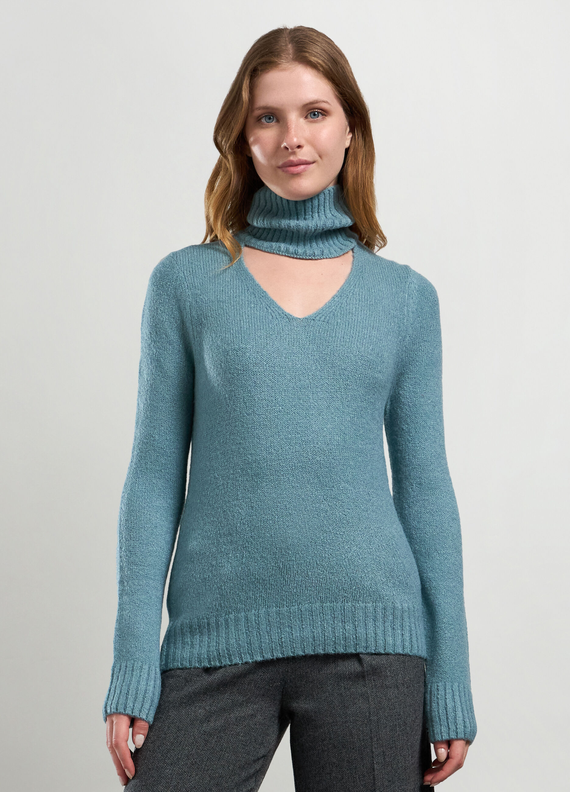 Tricot a collo alto con cut out donna_0