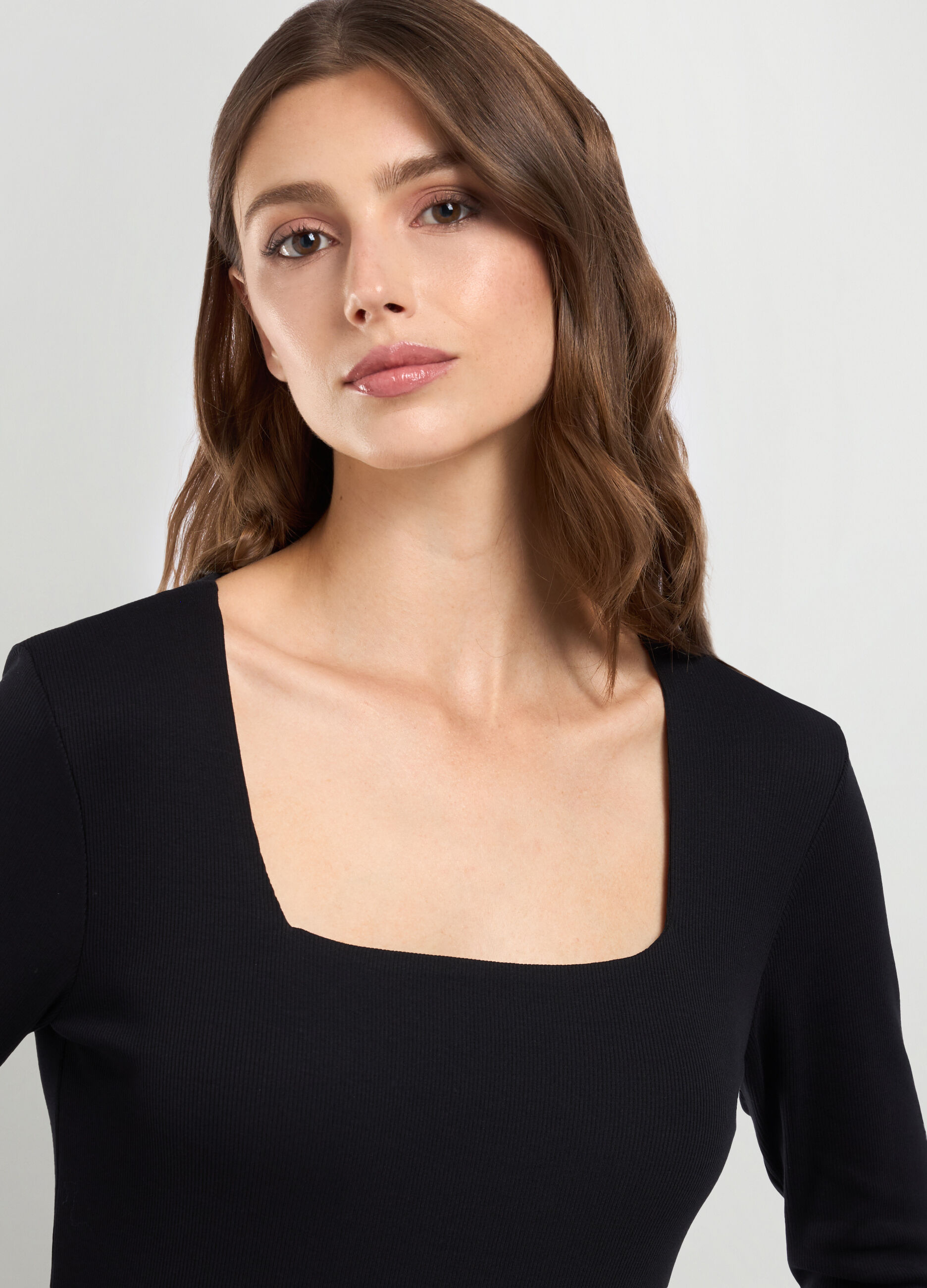 T-shirt in costina di cotone stretch donna_2