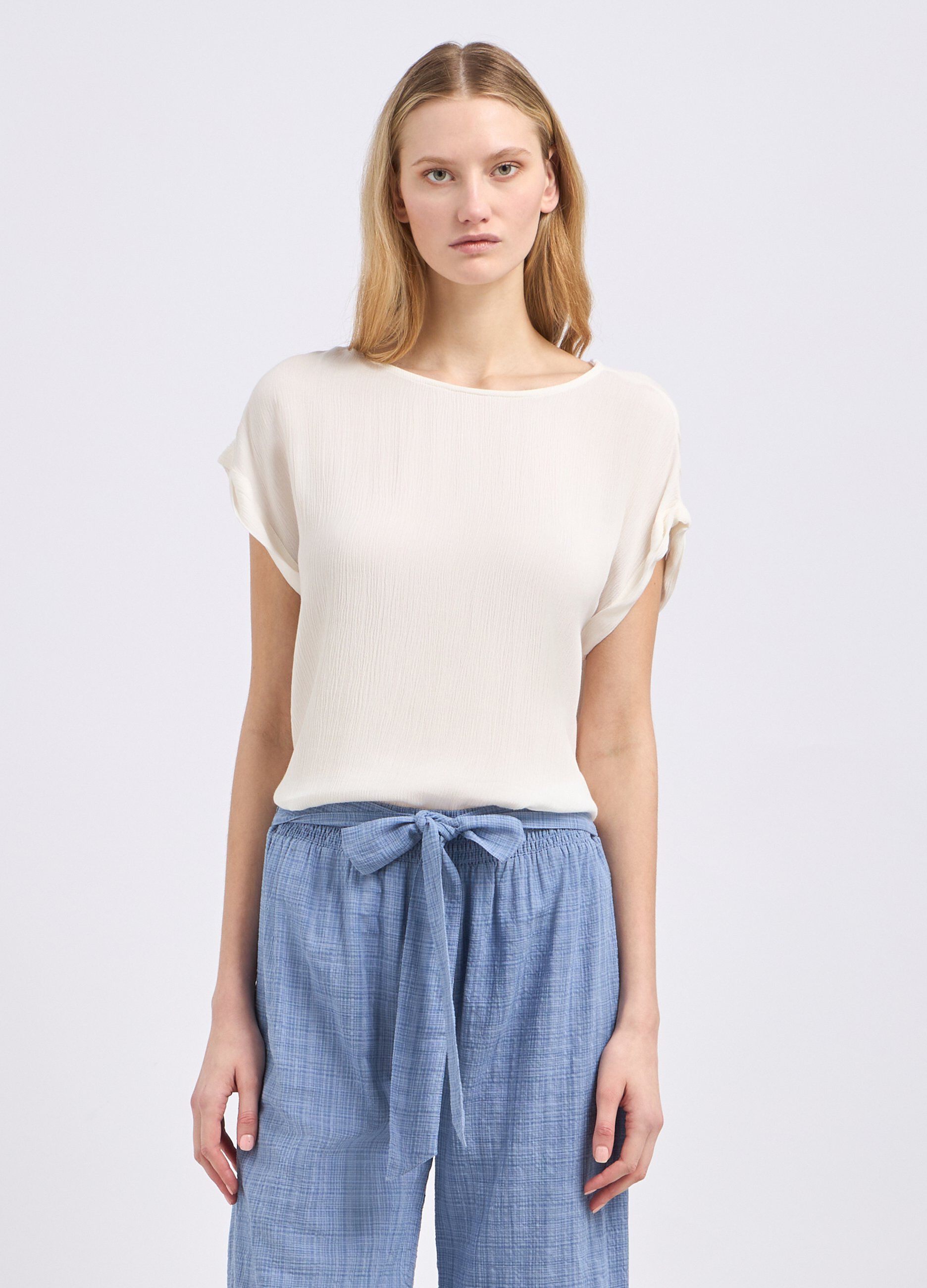 Blusa in pura viscosa creponne donna_0