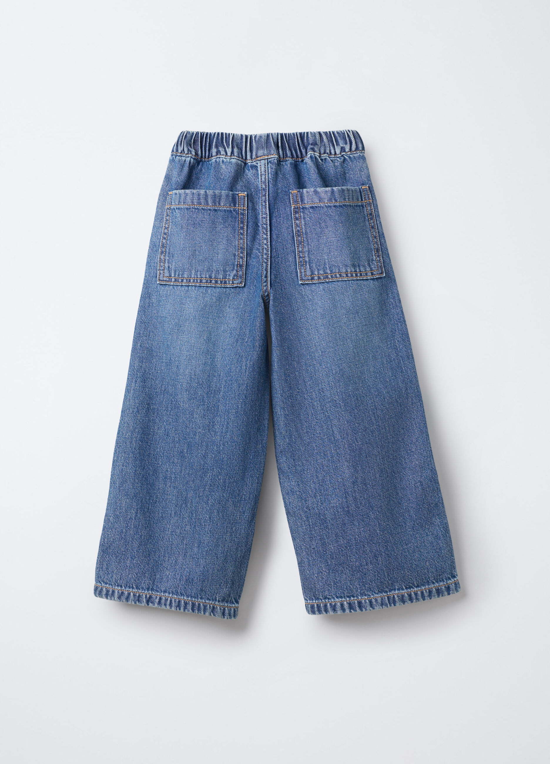 Treggings in denim di puro cotone Wide Leg bambina_1