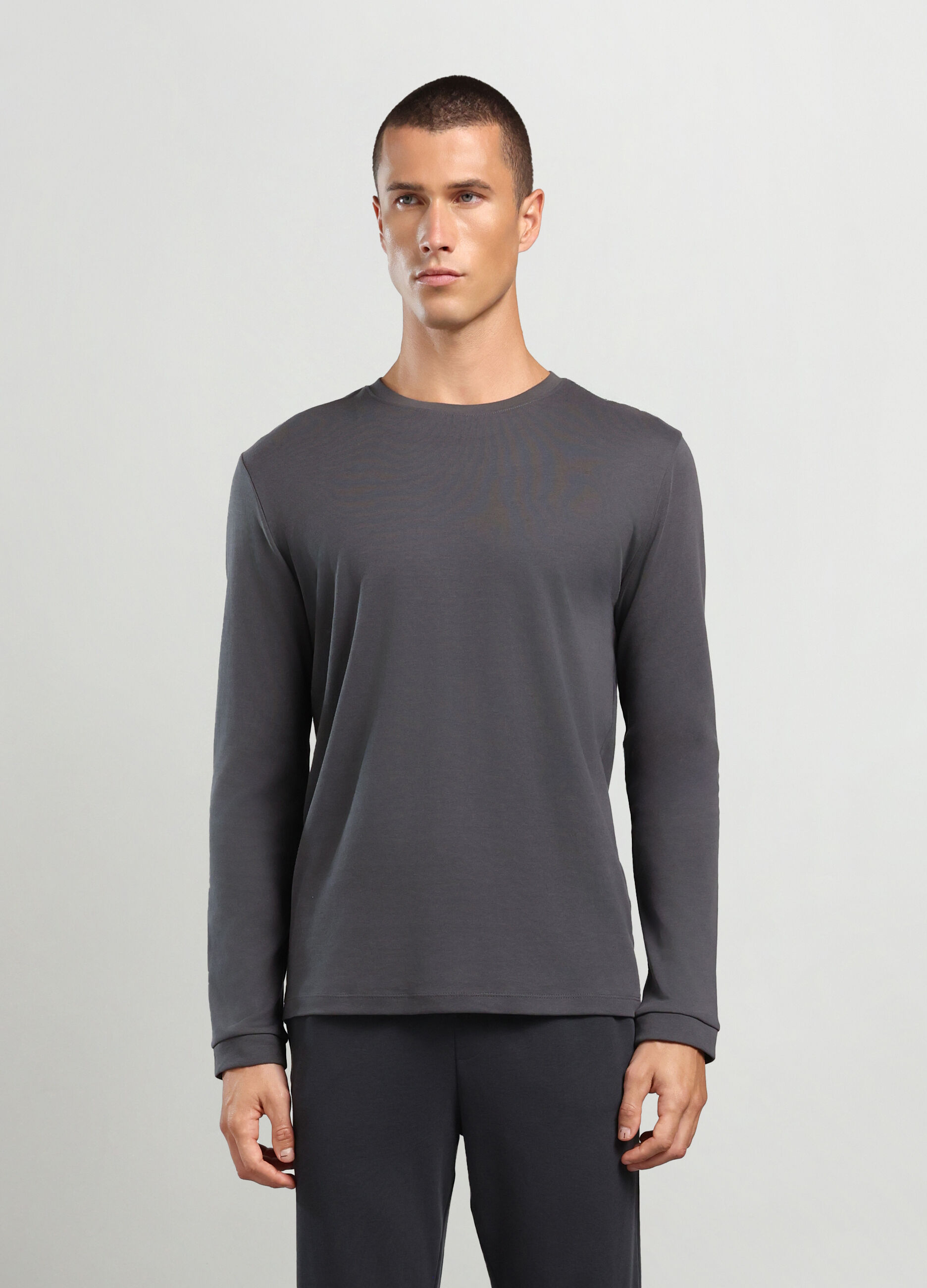 Maglietta a maniche lunghe in puro cotone uomo_0