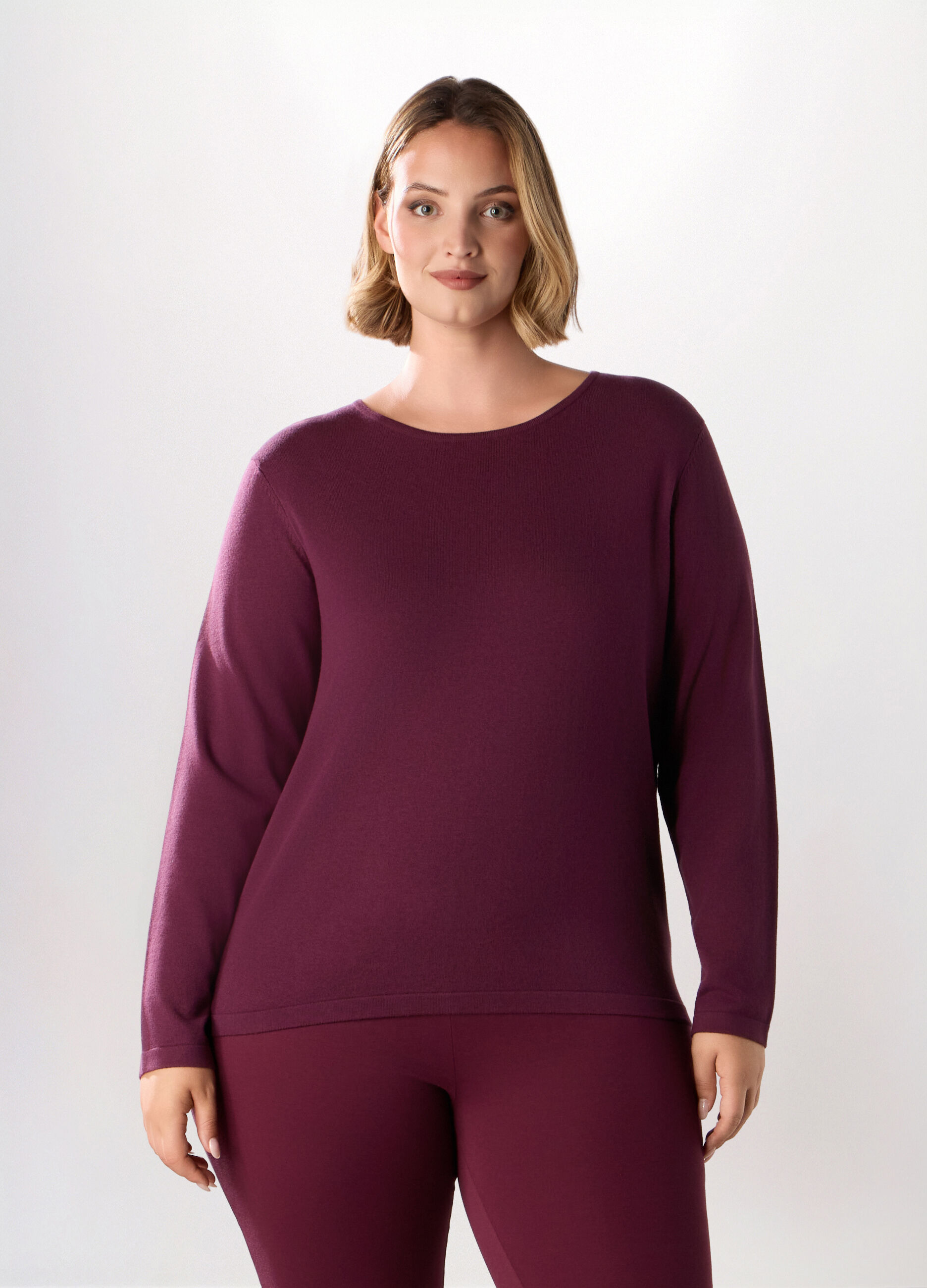 Pullover tricot tinta unita donna curvy_0