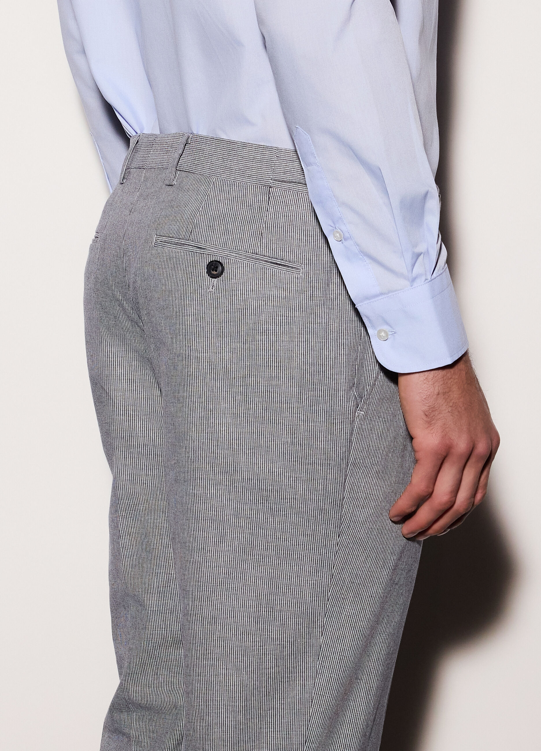 Pantalone slim fit in cotone stretch con micromotivo uomo_2