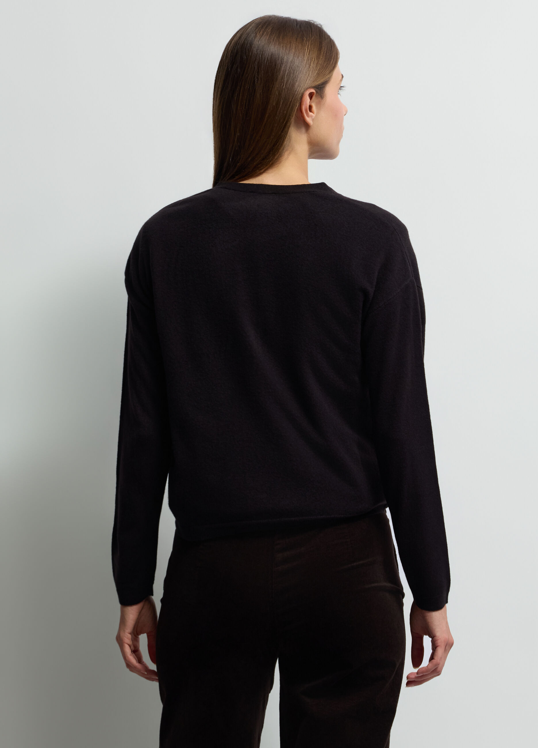 Cardigan con scollo a V rasato donna_1