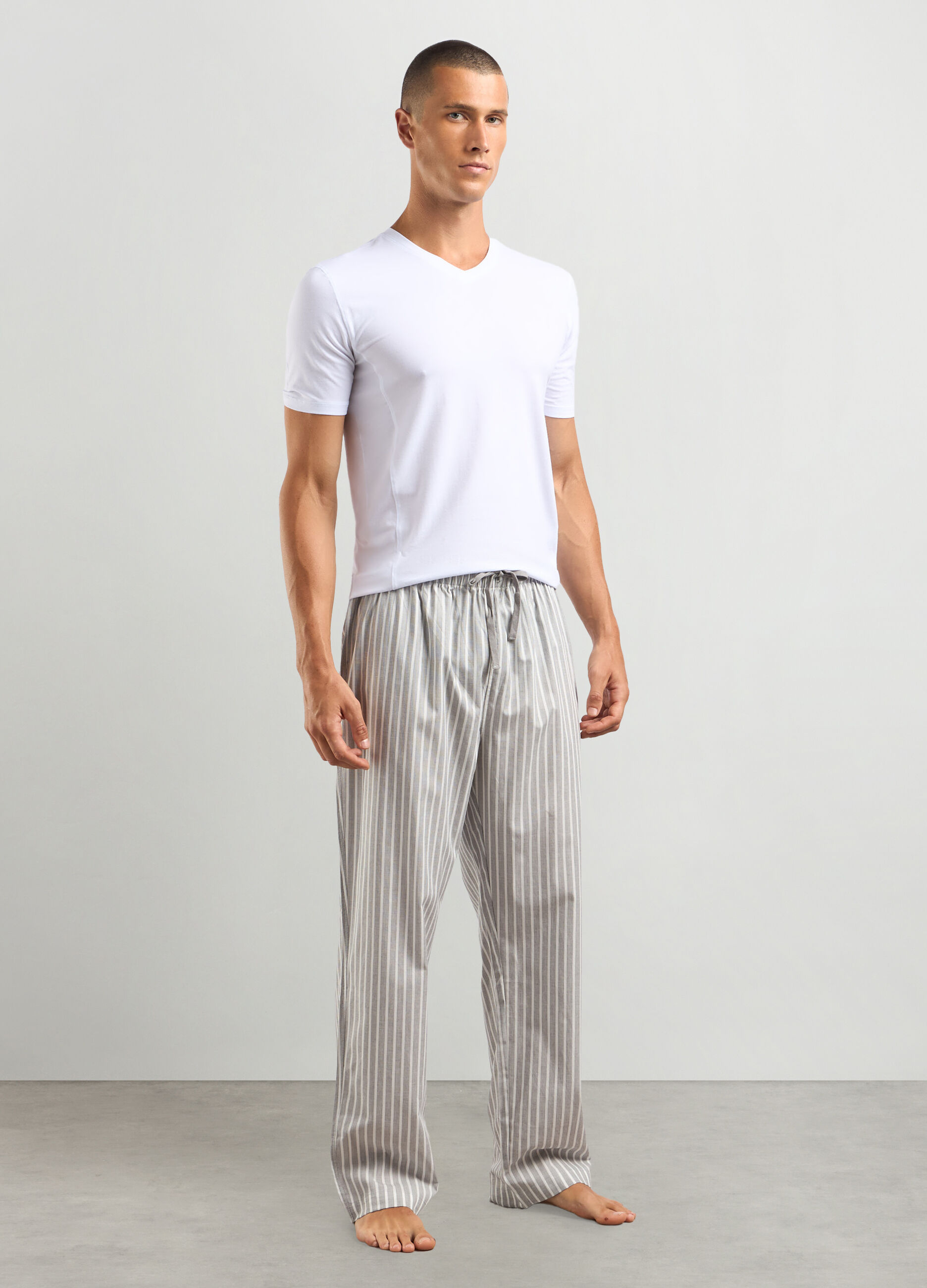 Pantaloni pigiama lunghi in puro cotone uomo_0