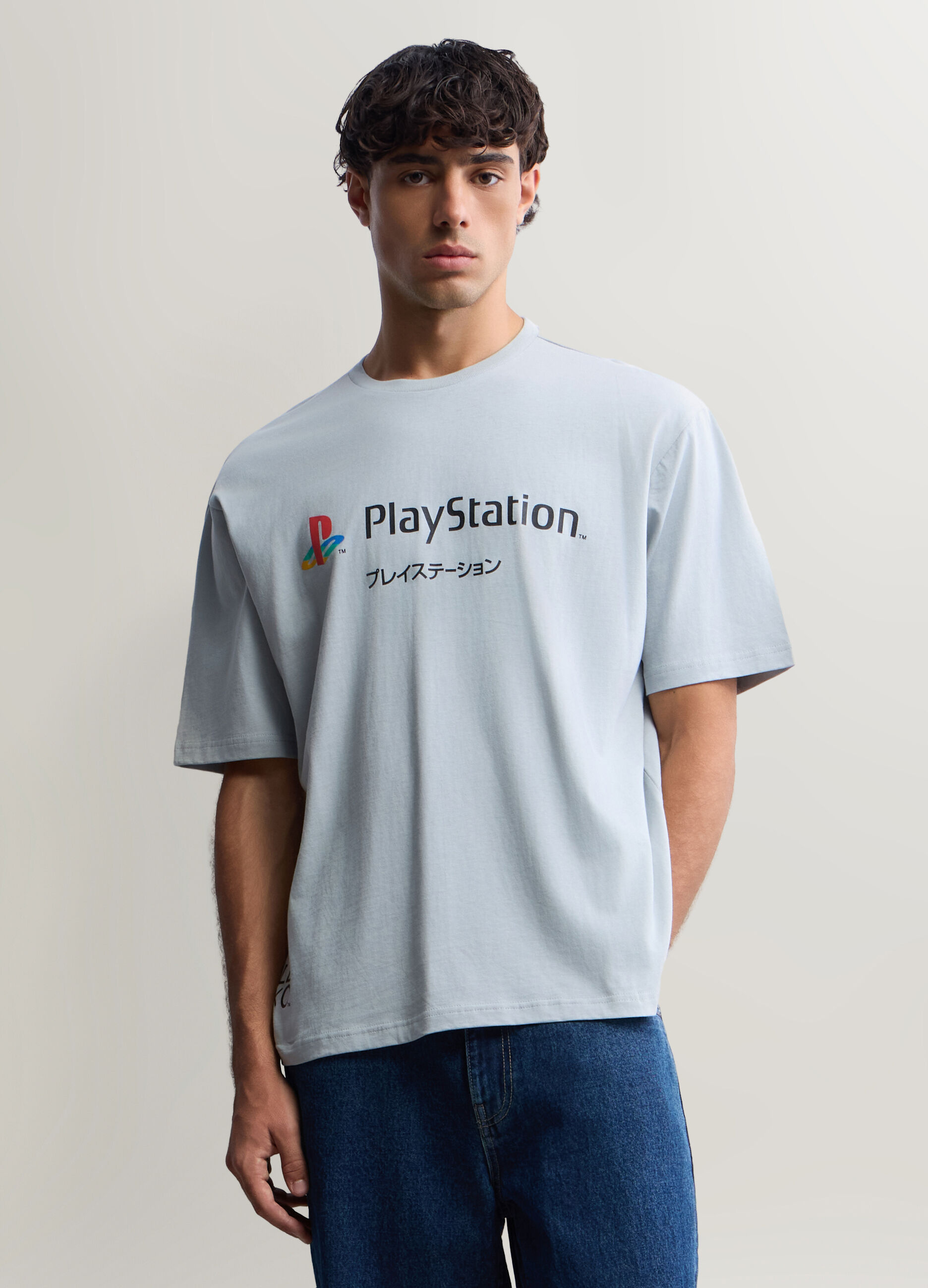 T-shirt girocollo in cotone con stampa Playstation uomo_0