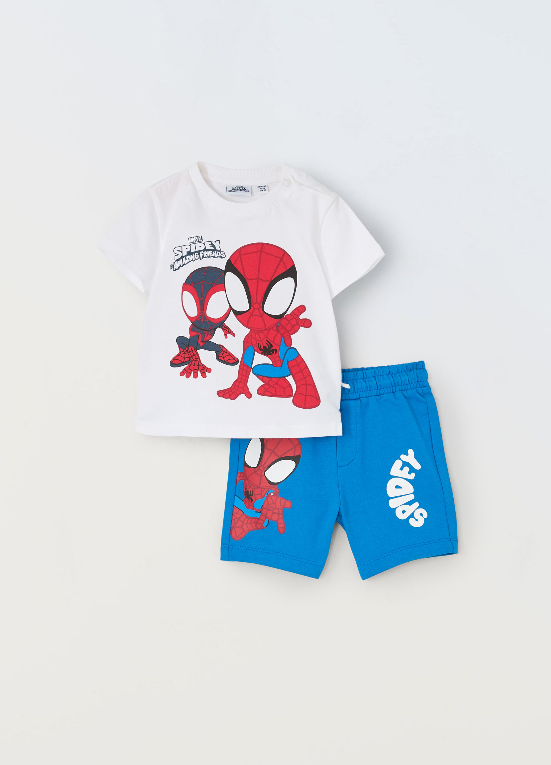 Jogging set corto in jersey di puro cotone neonato_0