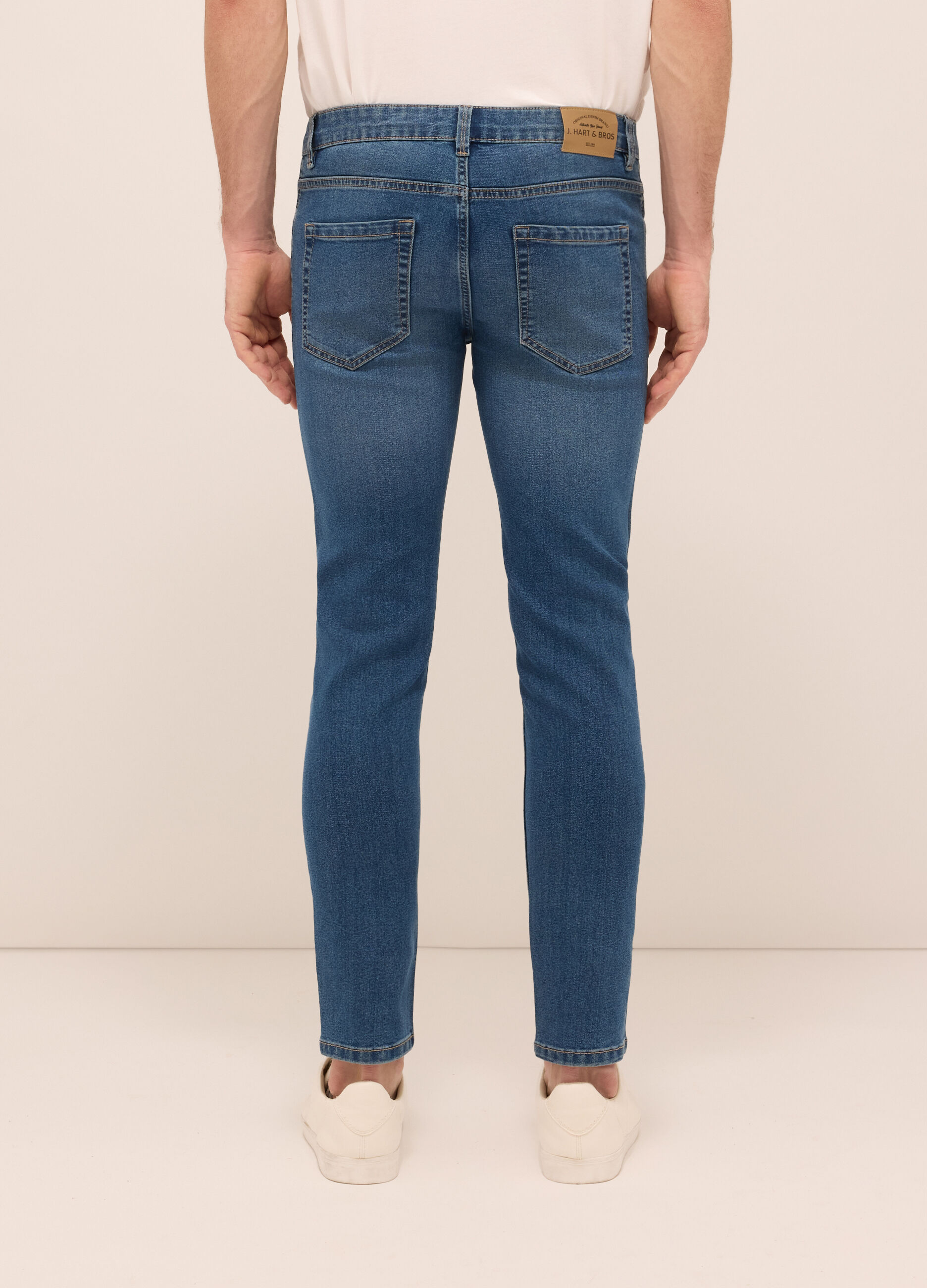 Jeans 5 tasche skinny in denim di cotone stretch uomo_1