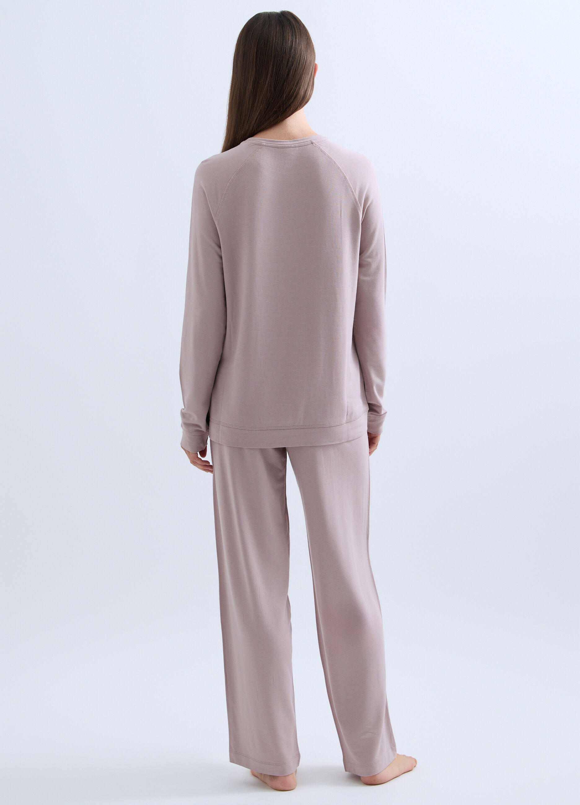 Set pigiama lungo in felpa di viscosa stretch donna_1