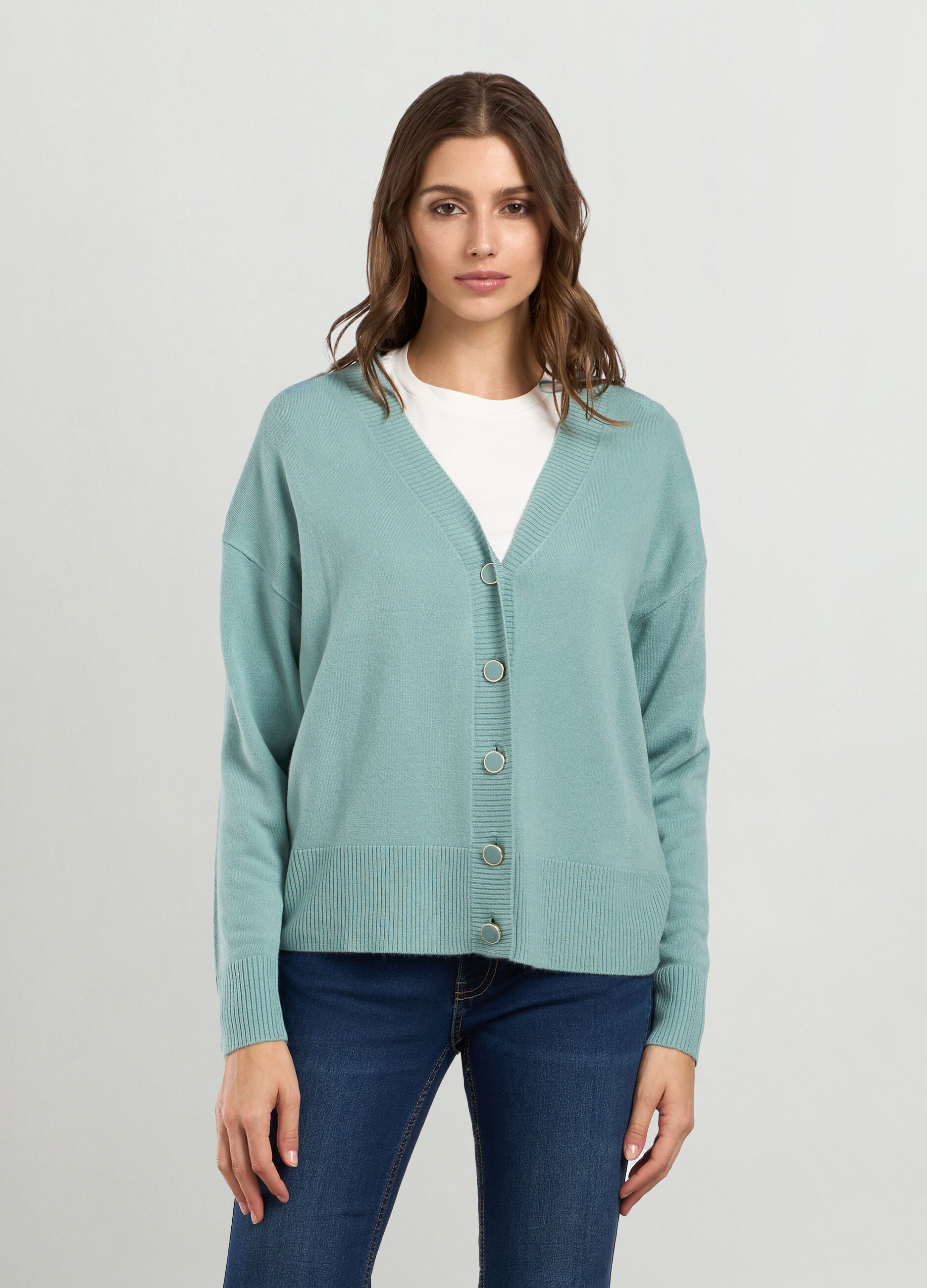 Cardigan tricot con scollo a V donna_0