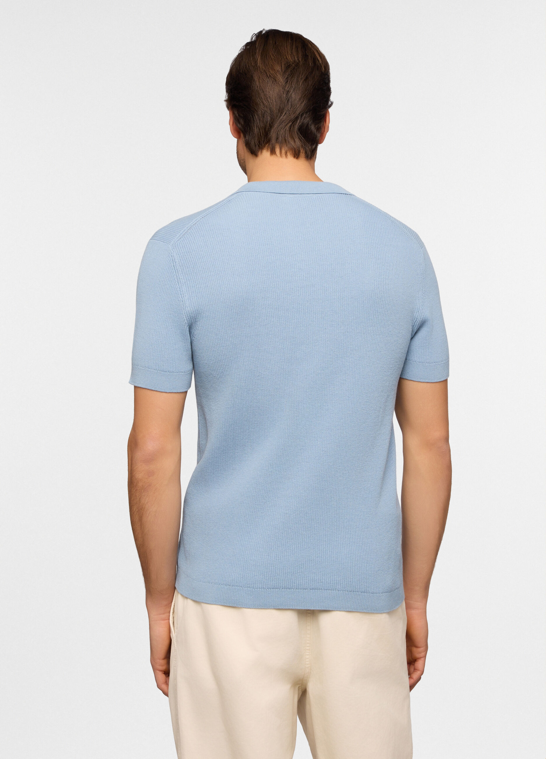 Polo a maniche corte a costine in cotone uomo_1