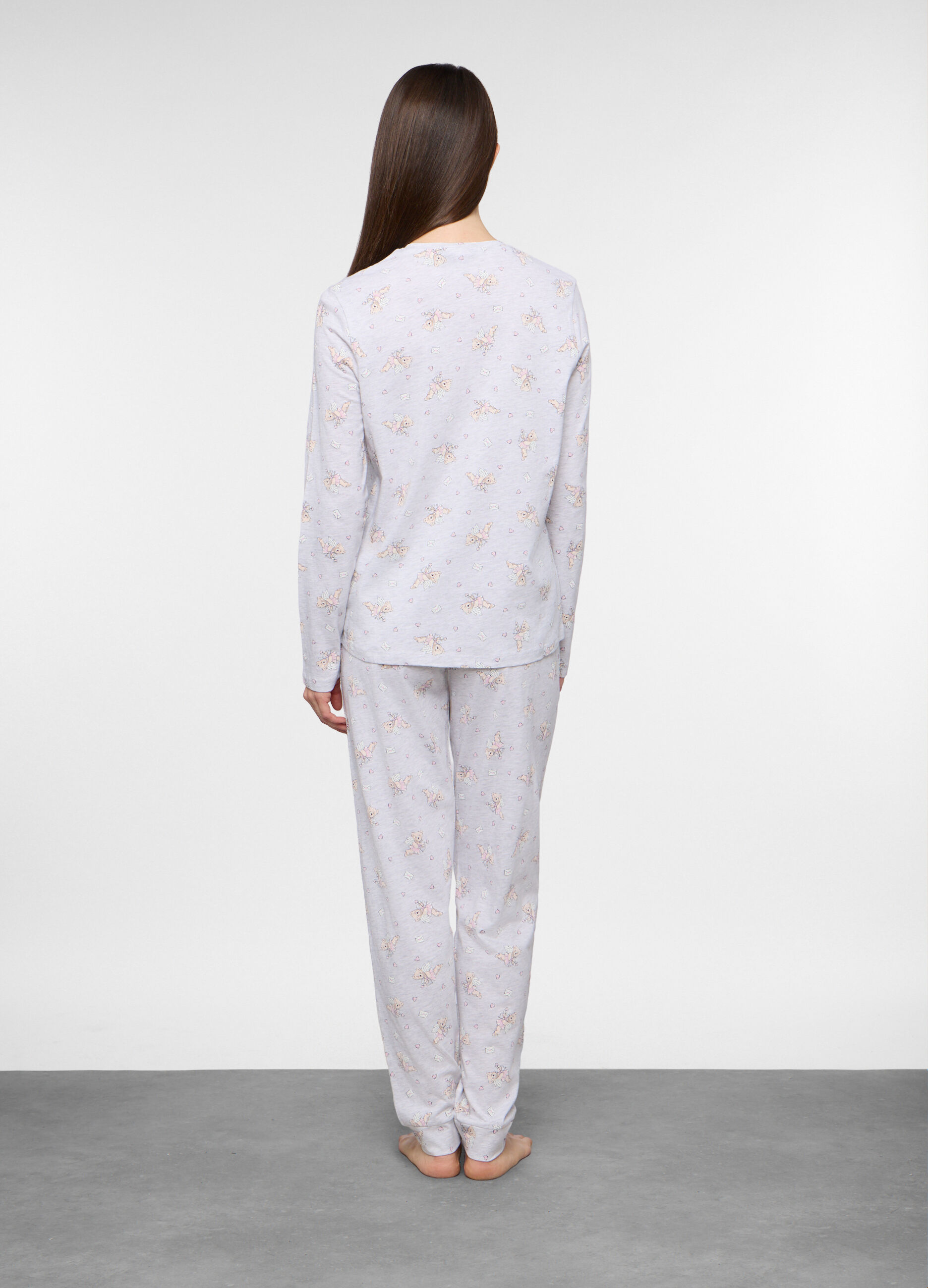 Set pigiama lungo in jersey di puro cotone donna_1