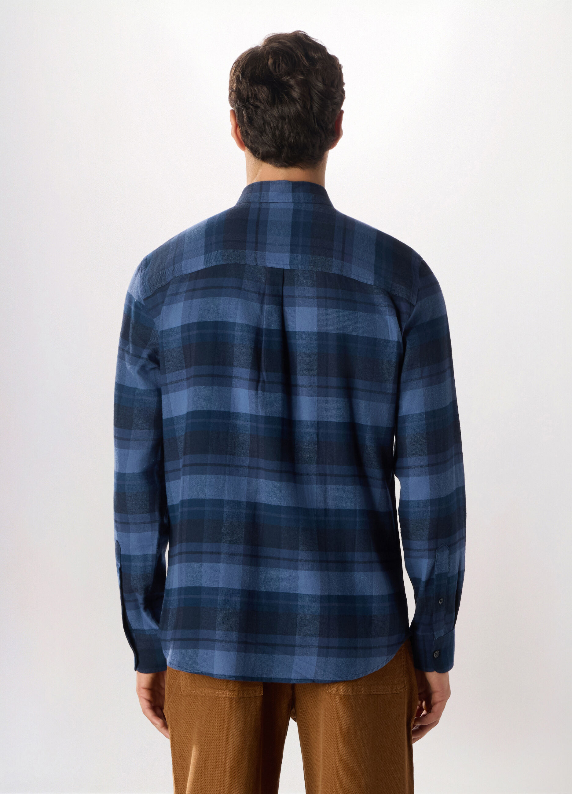 Camicia in flanella di cotone a quadri uomo_1