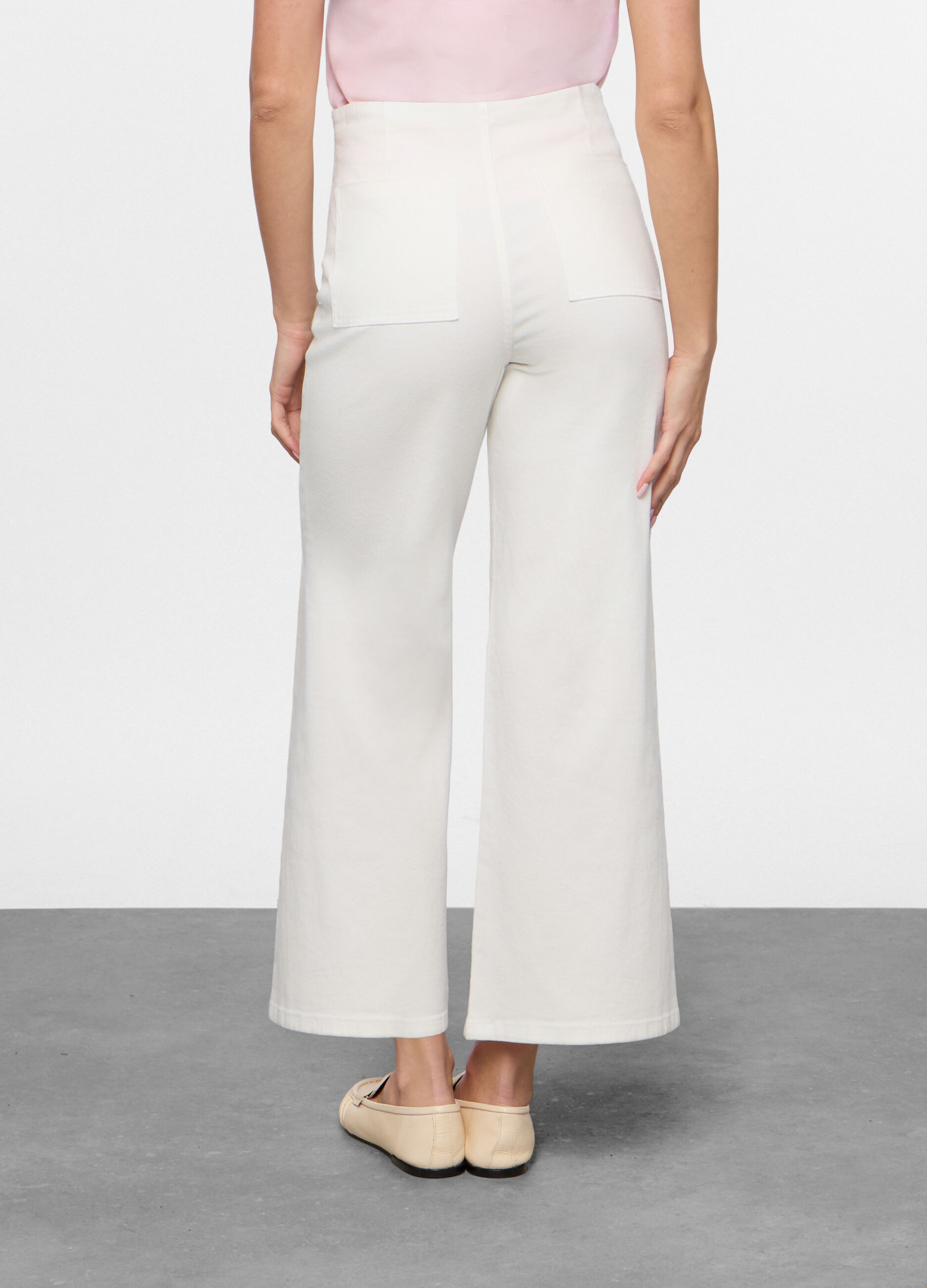 Pantaloni in twill di cotone stretch donna_1
