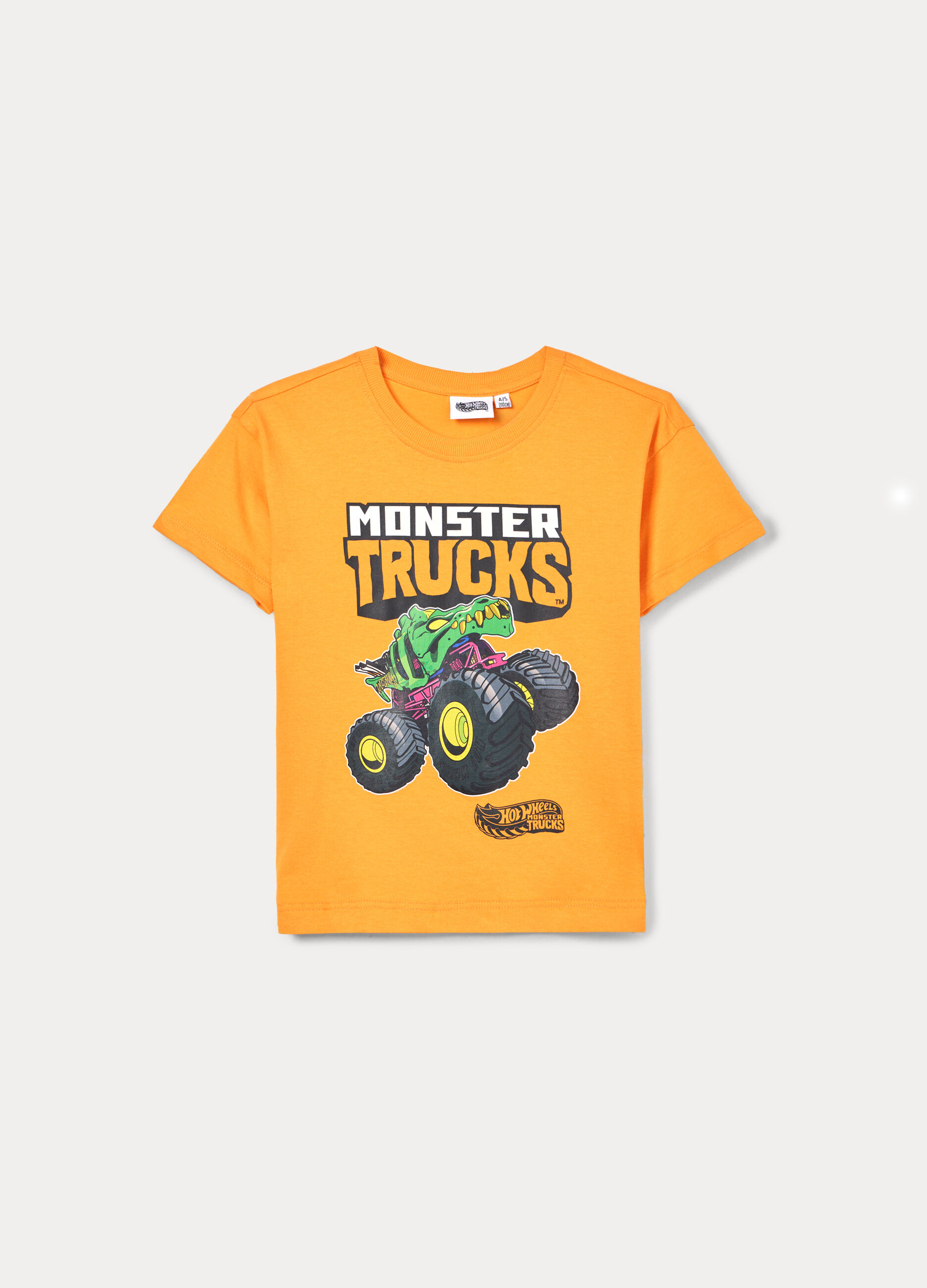 T-shirt Monster Trucks in jersey di puro cotone bambino_0