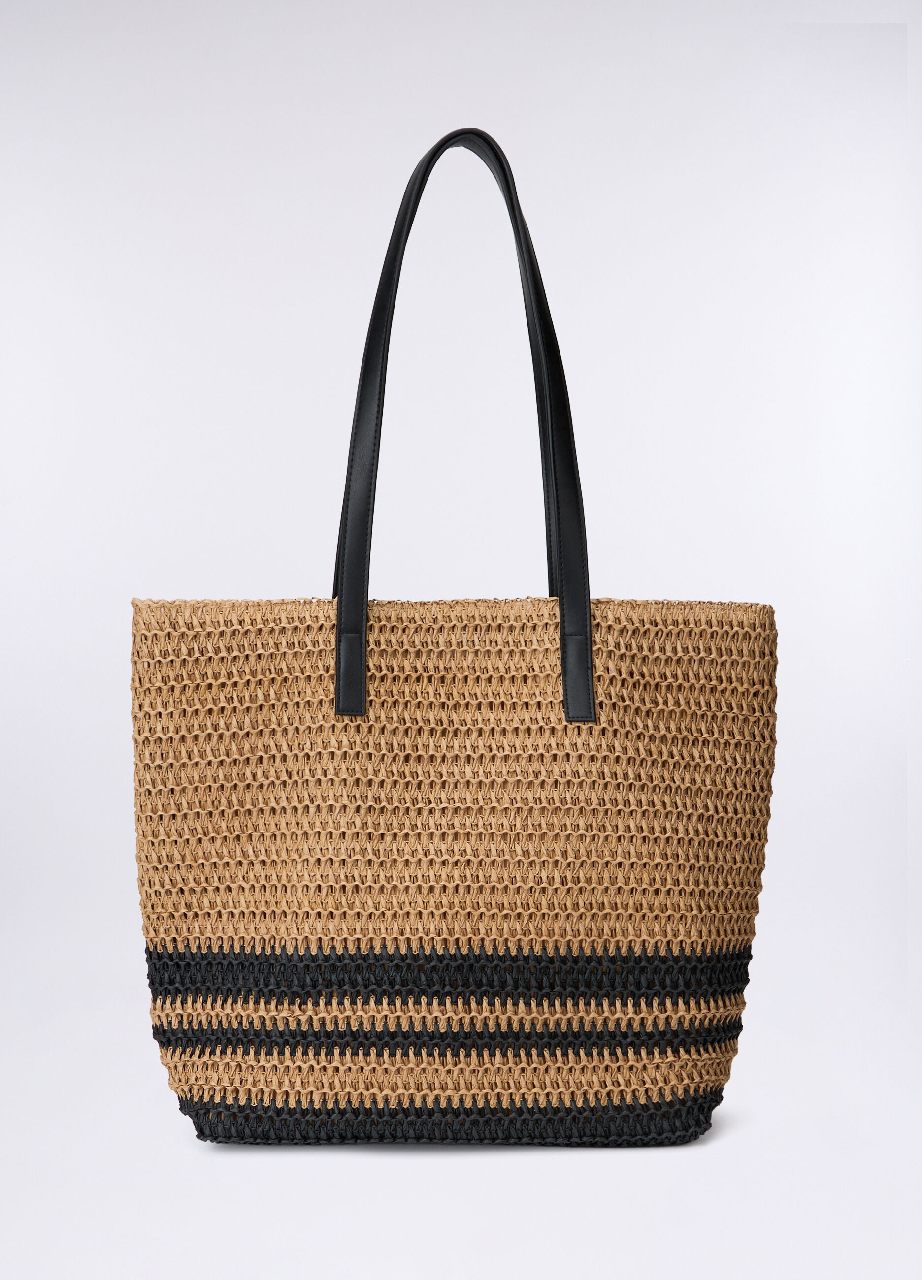Shopper in carta tessile rigata donna_0