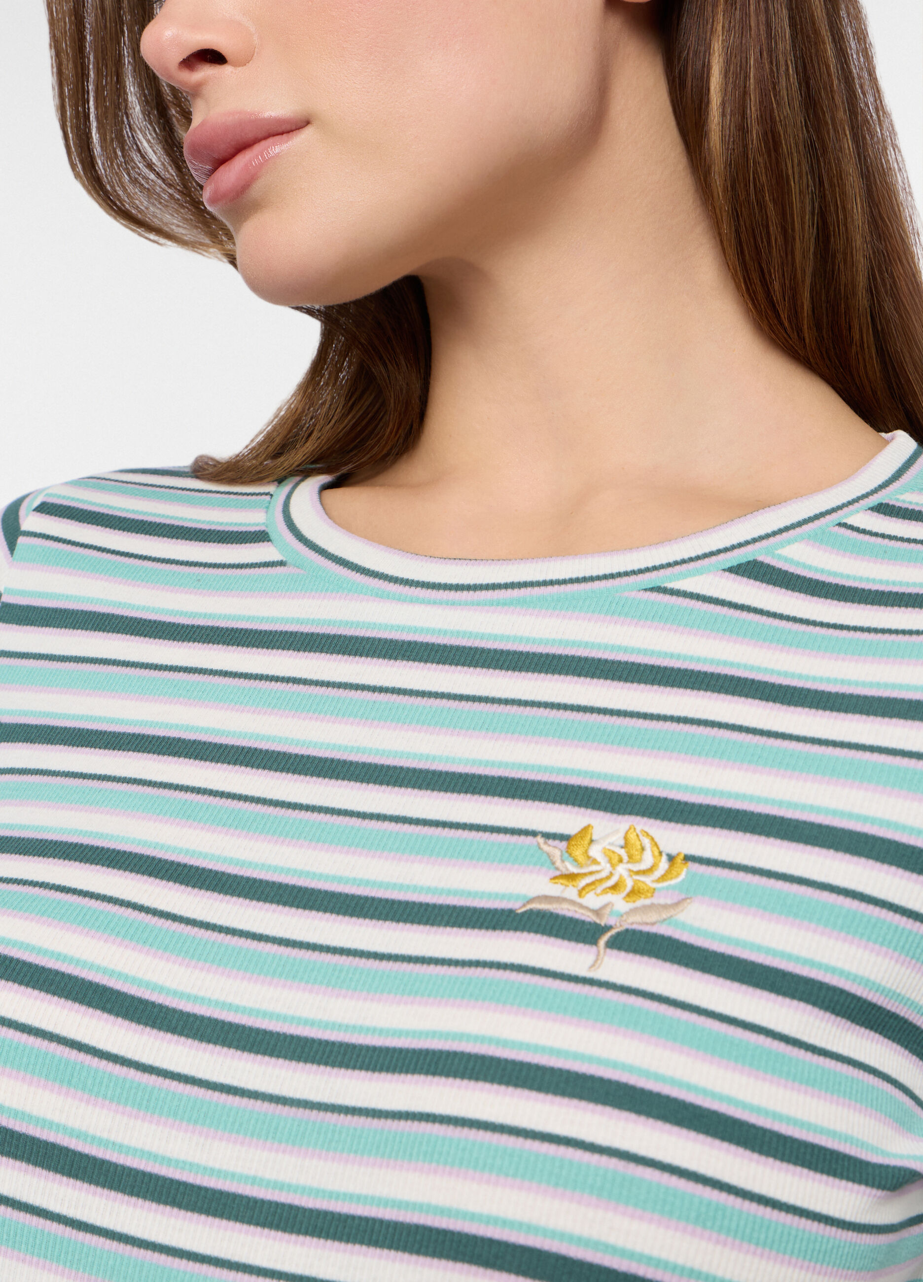 T-shirt in costina misto cotone donna_2