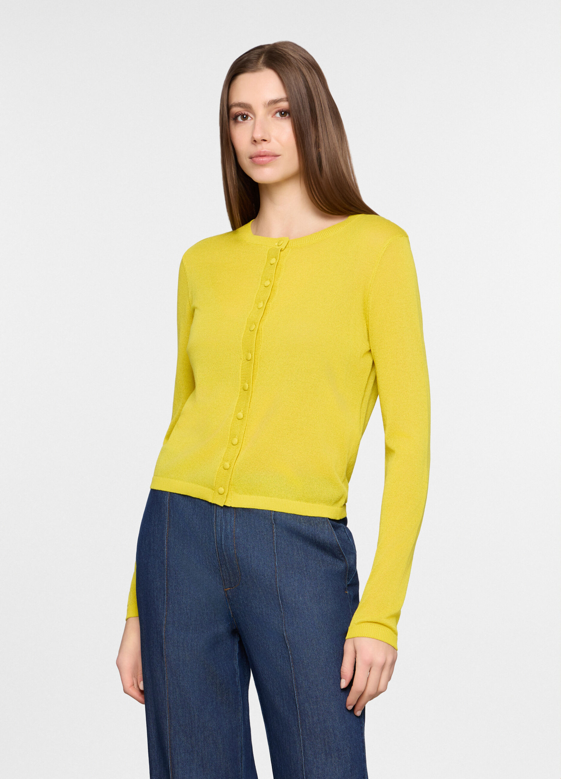 Cardigan girocollo rasato donna_0