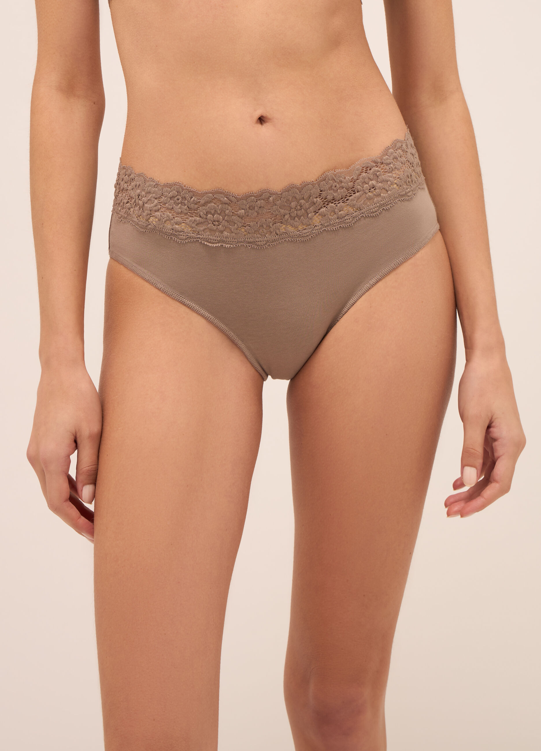 Slip a vita alta in cotone stretch donna_2