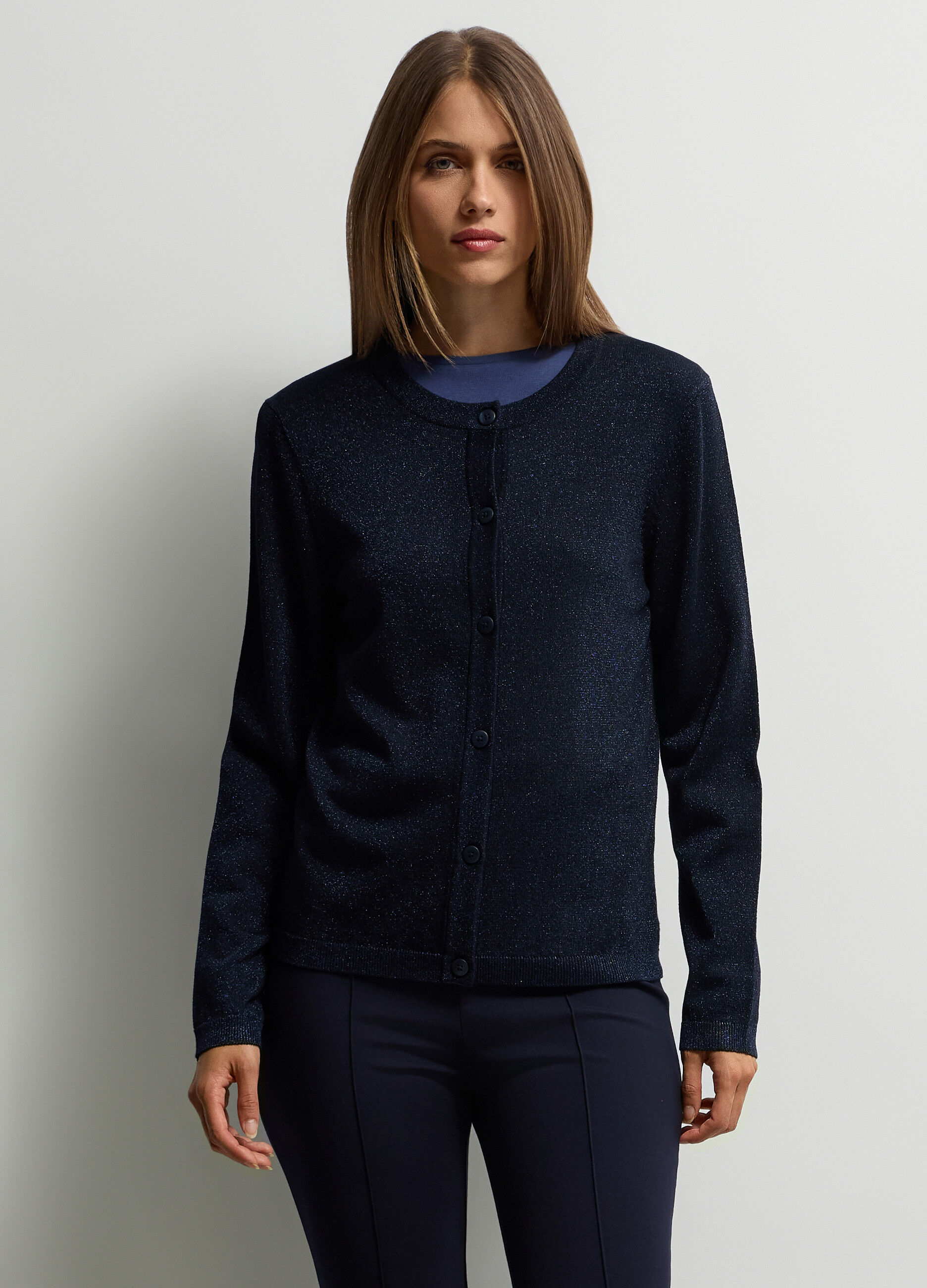 Cardigan girocollo operato donna_0