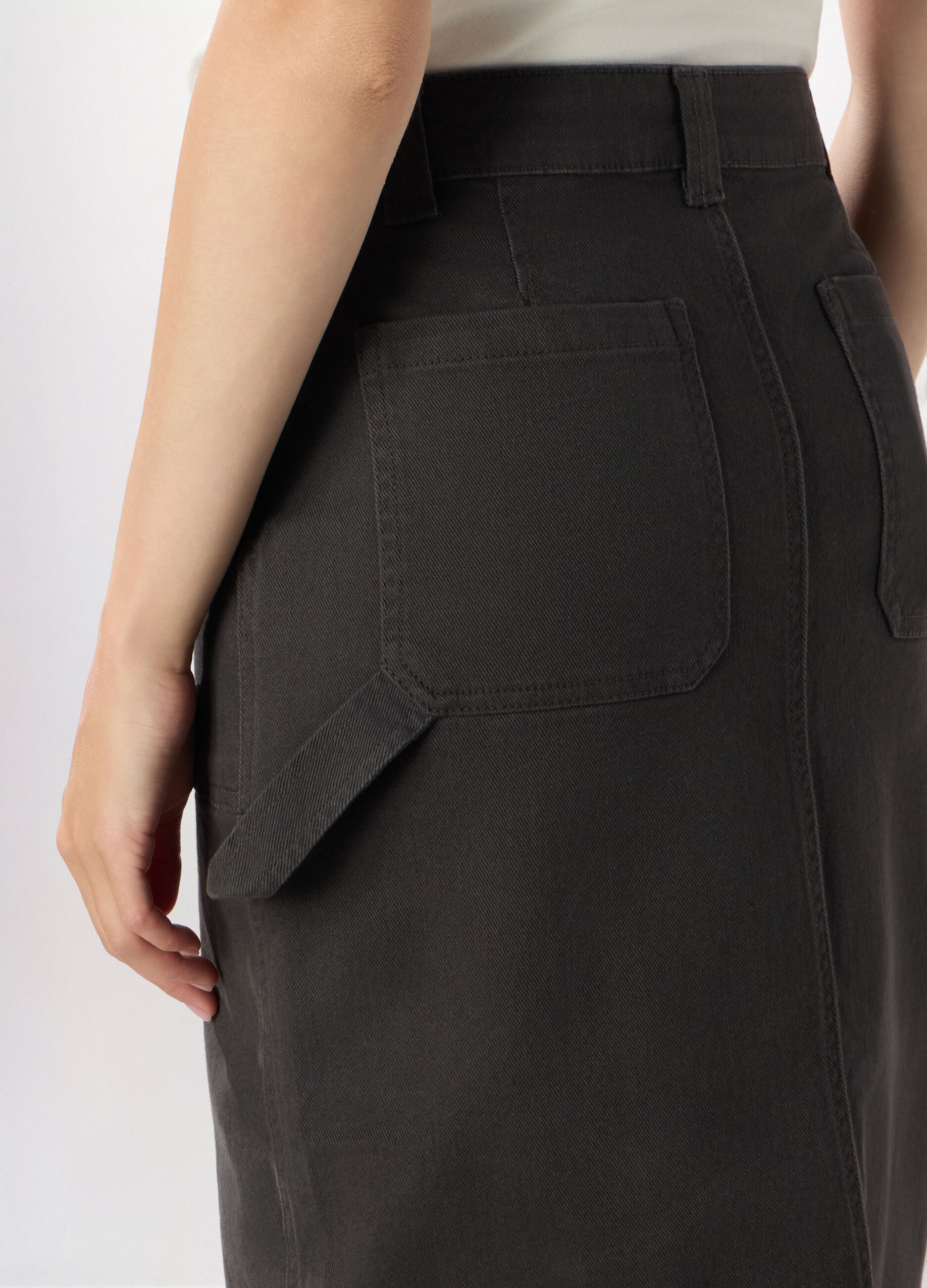 Gonna lunga in denim di cotone stretch donna_2