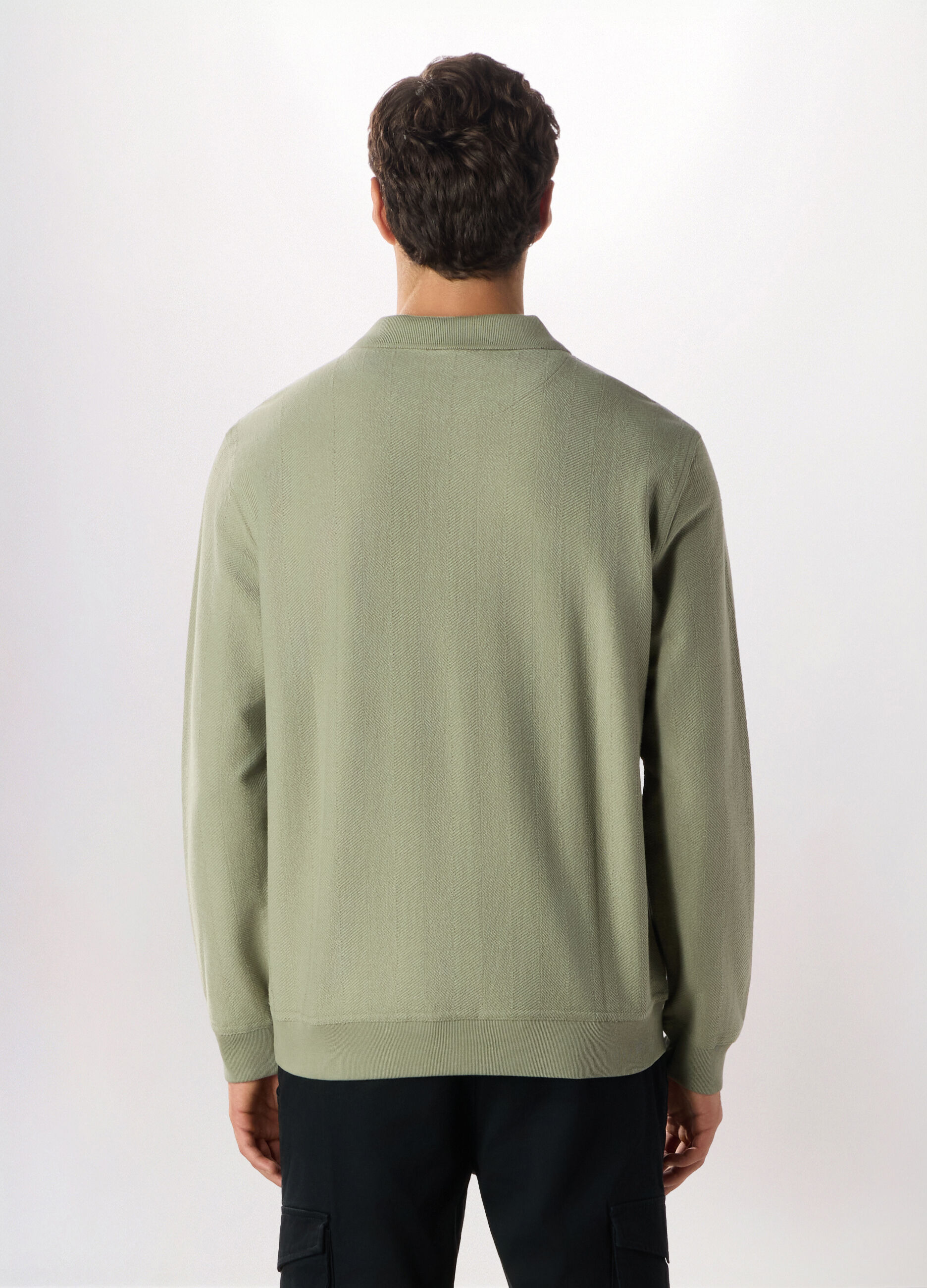 Polo a maniche lunghe in puro cotone uomo_1