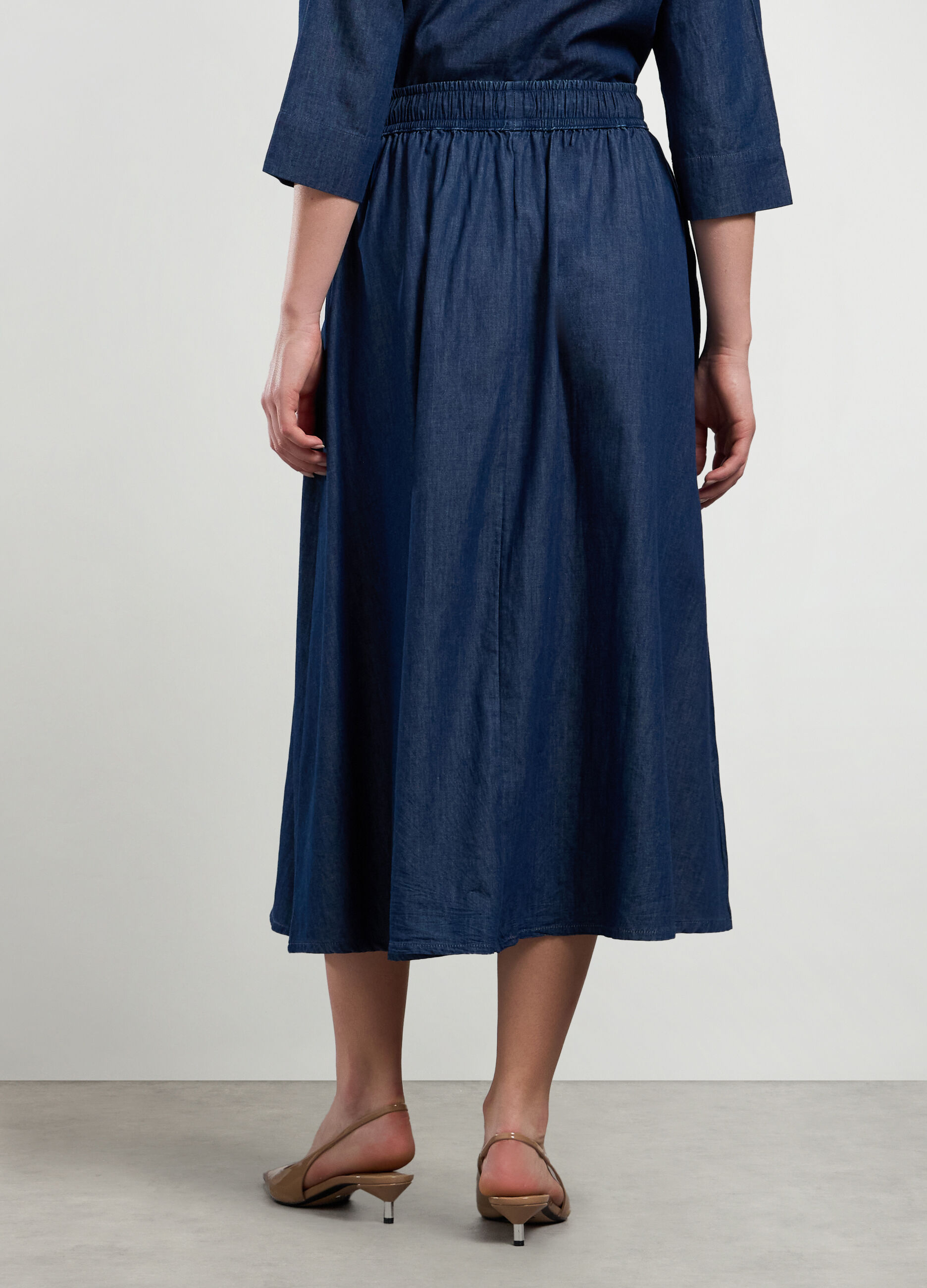 Gonna lunga in denim di puro cotone donna