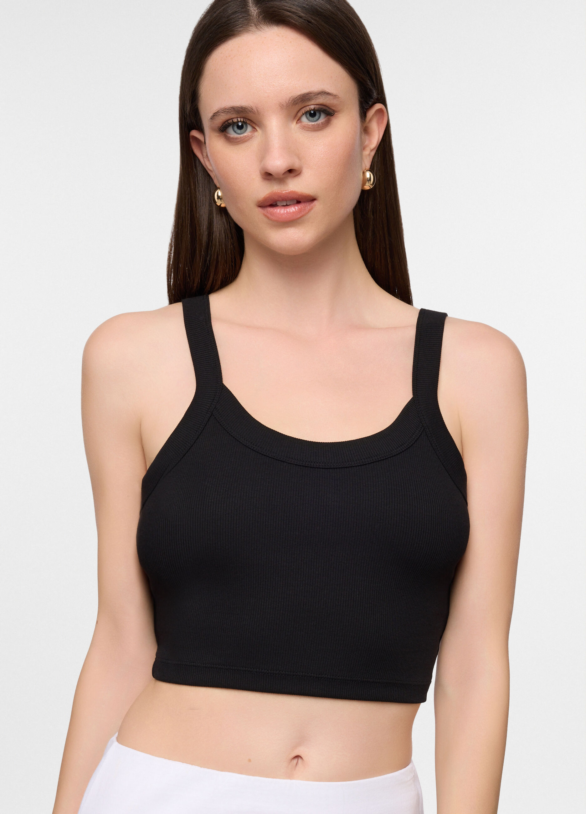 Top cropped in costina stretch donna_2