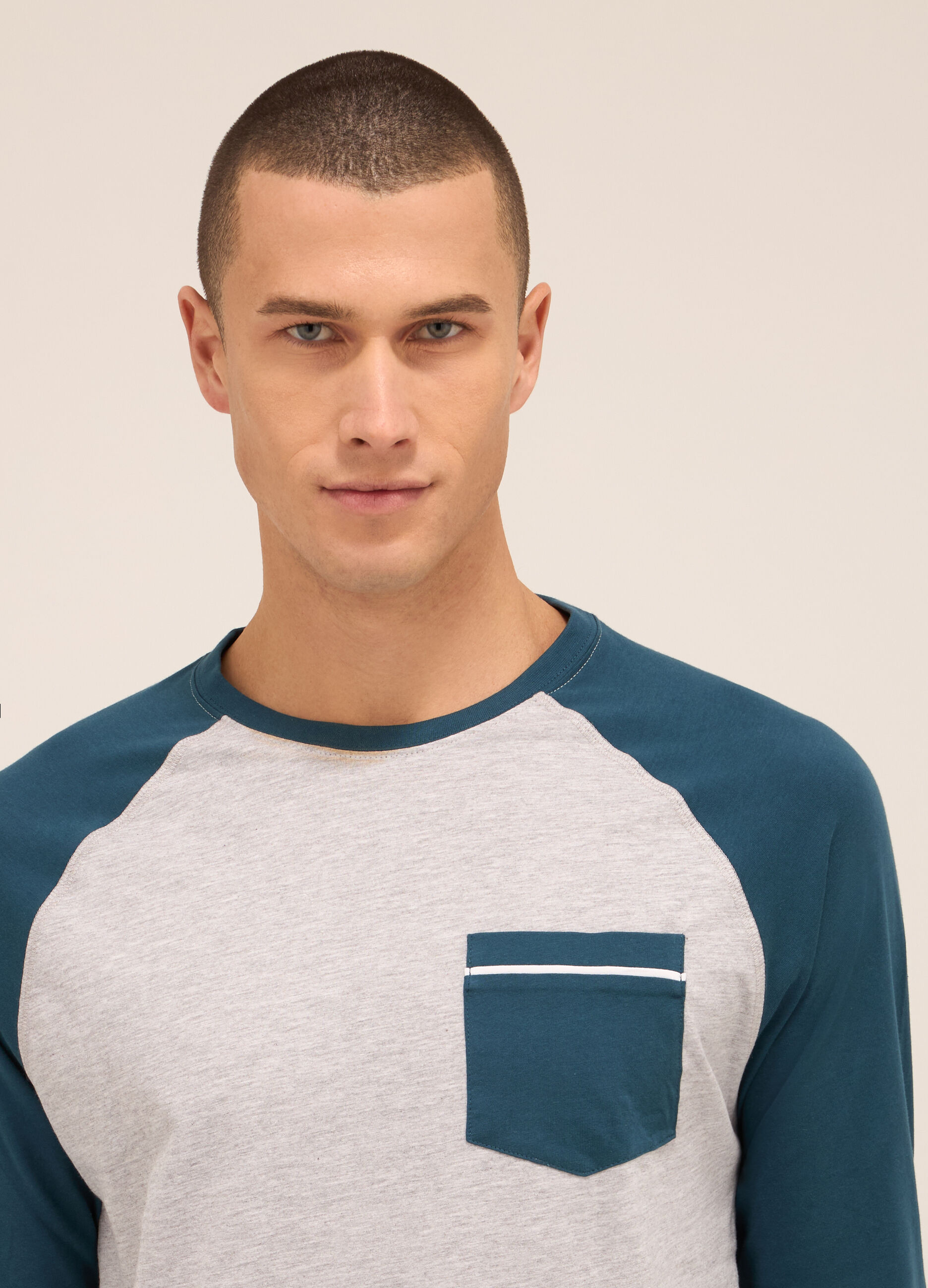 Maglia del pigiama raglan in puro cotone uomo_2