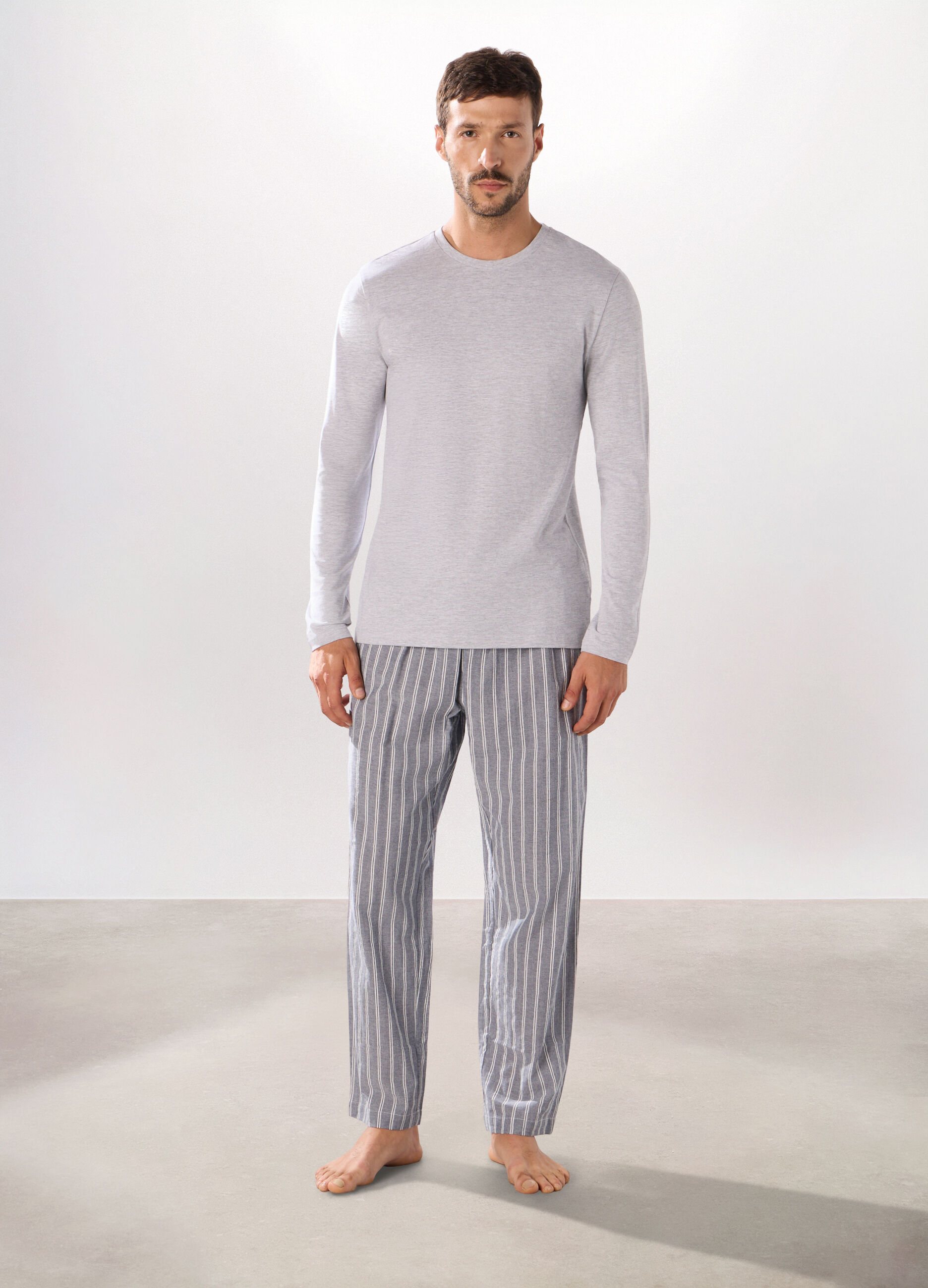 Pantalone lungo pigiama in puro cotone uomo_0