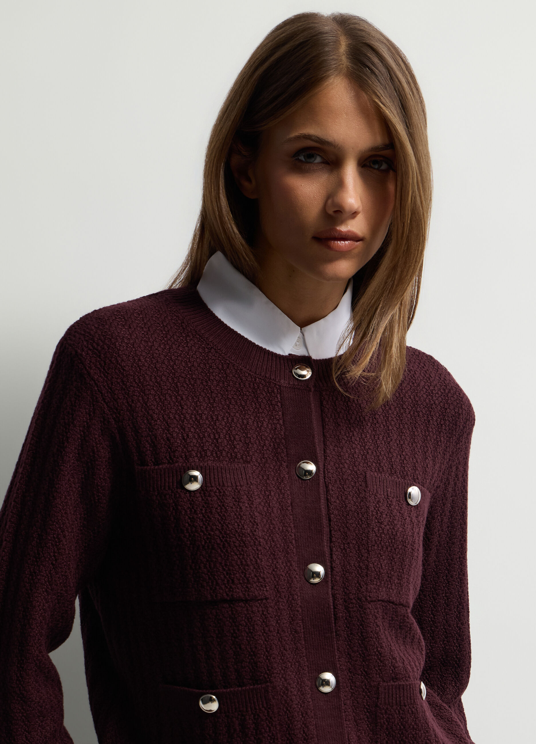 Cardigan girocollo operato donna_2
