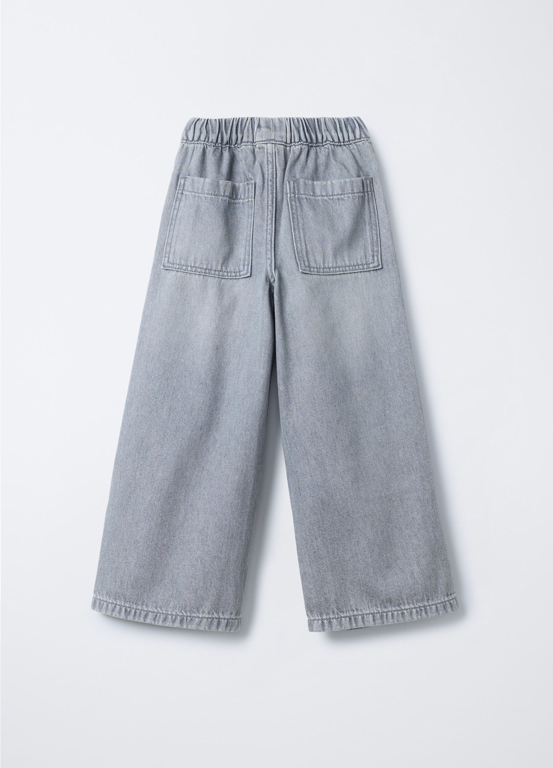 Treggings in denim di puro cotone Wide Leg bambina_1