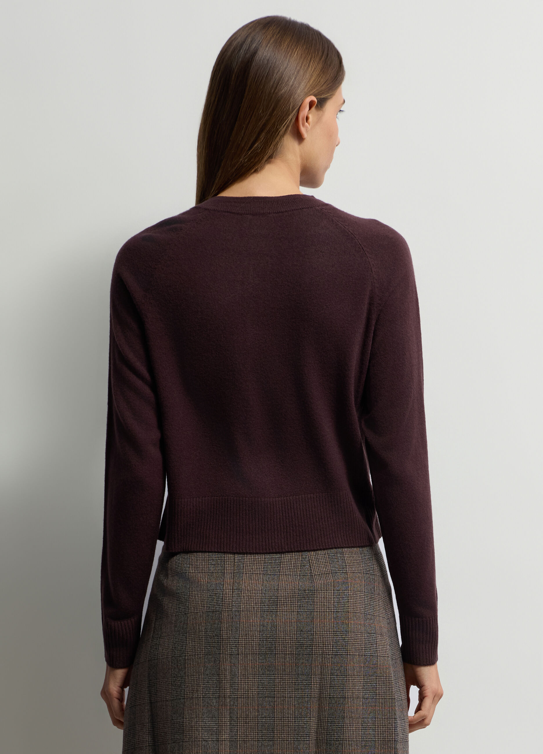 Cardigan girocollo in maglia rasata donna_1