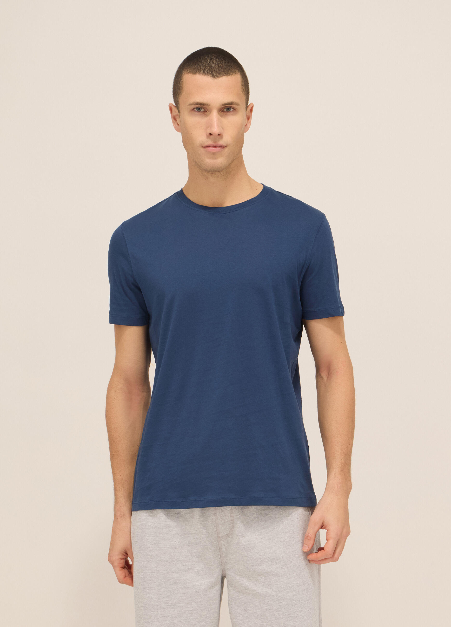T-shirt girocollo in jersey di puro cotone uomo