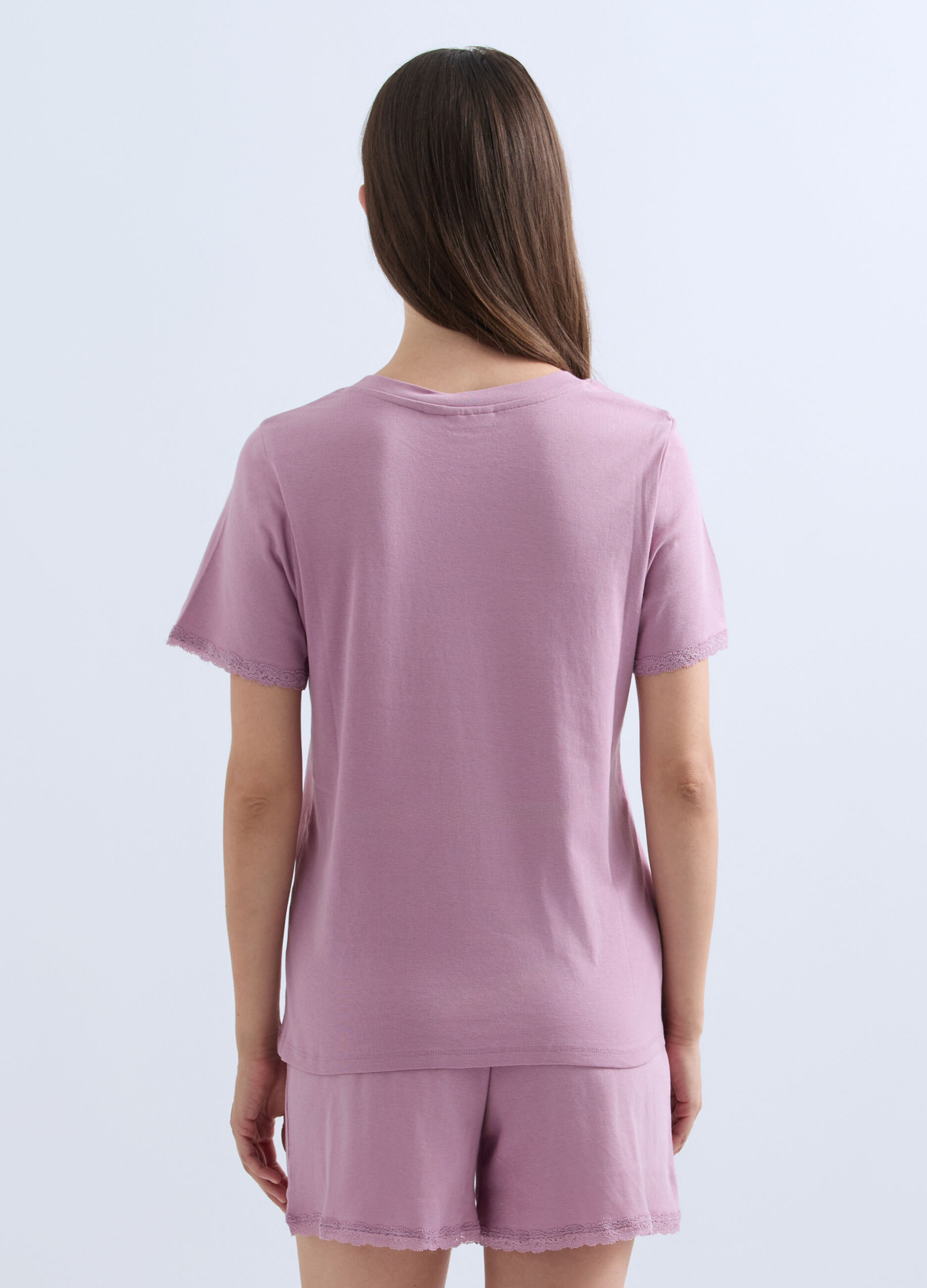 Top pigiama in costina di puro cotone donna_1