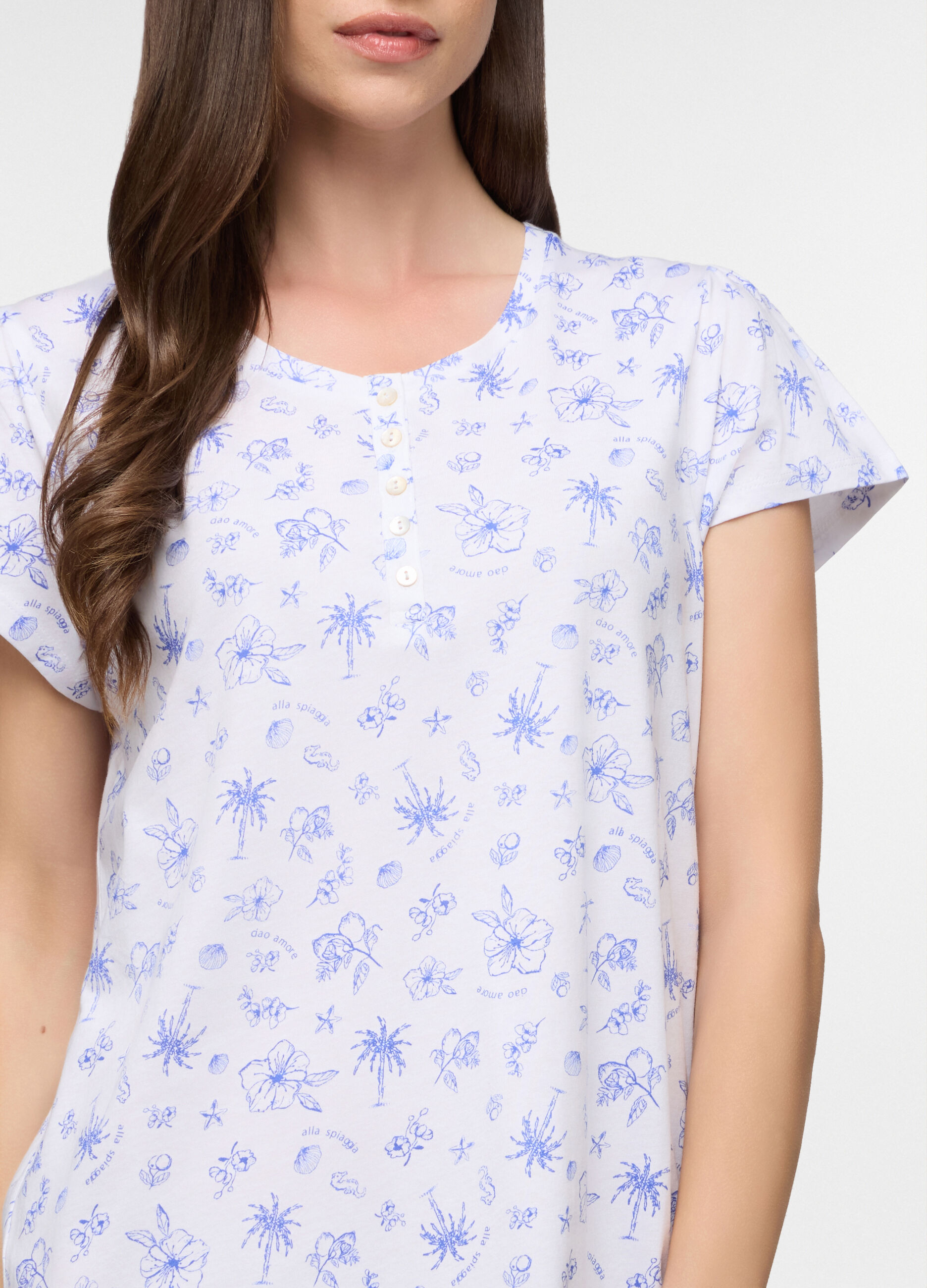 Camicia da notte corta in jersey di puro cotone donna_2