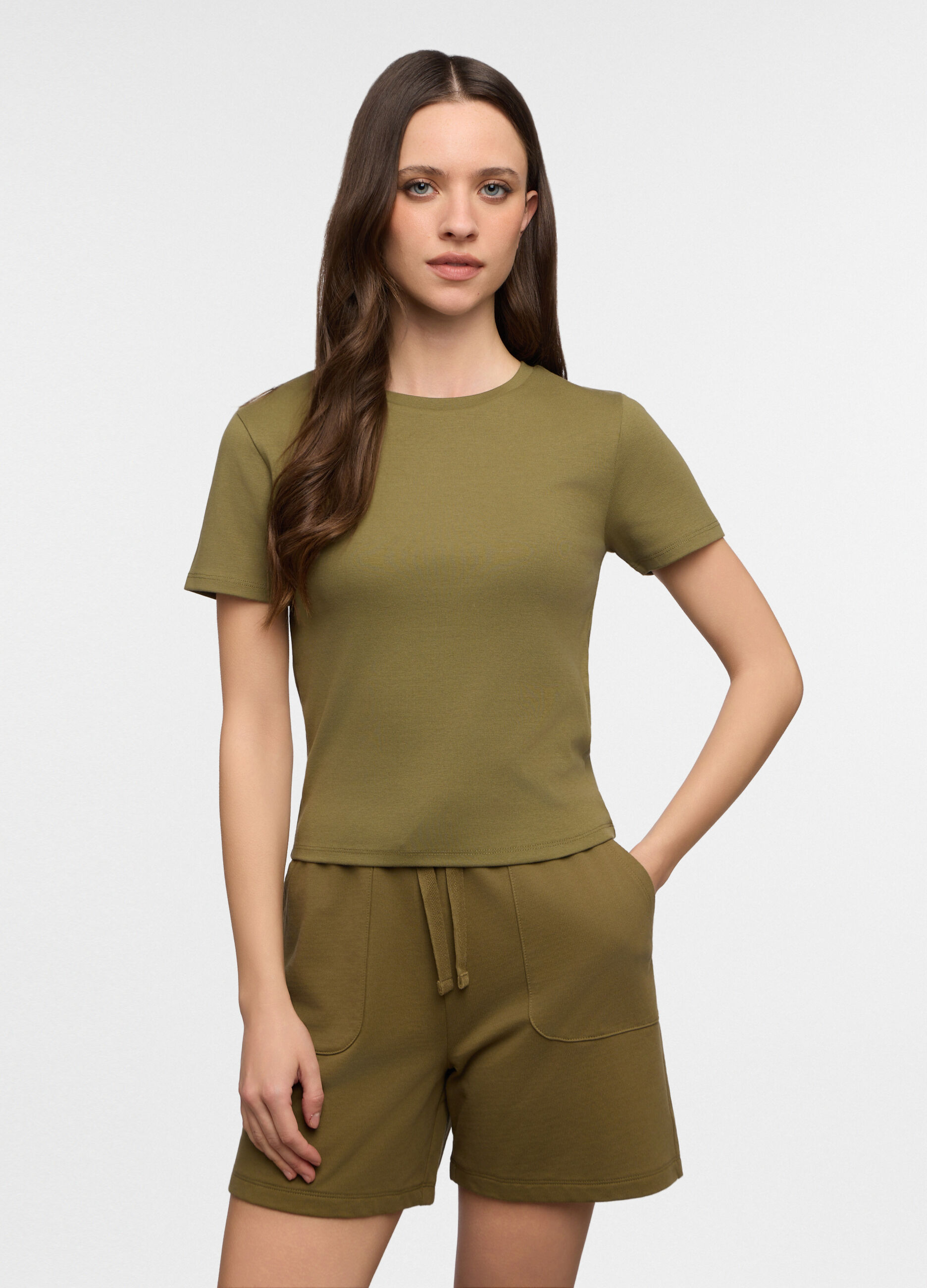 Shorts fit regular in french terry di puro cotone donna_0