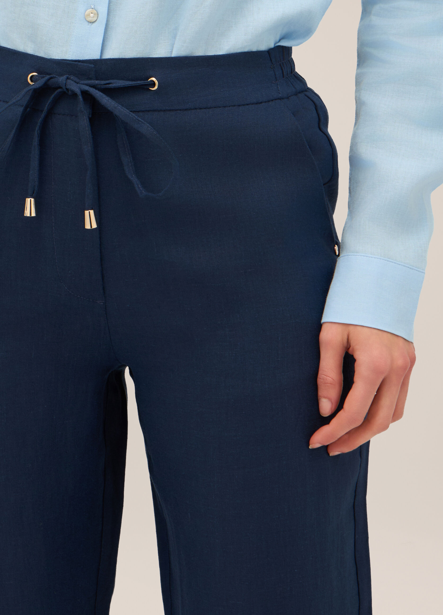 Pantaloni in puro lino donna_2