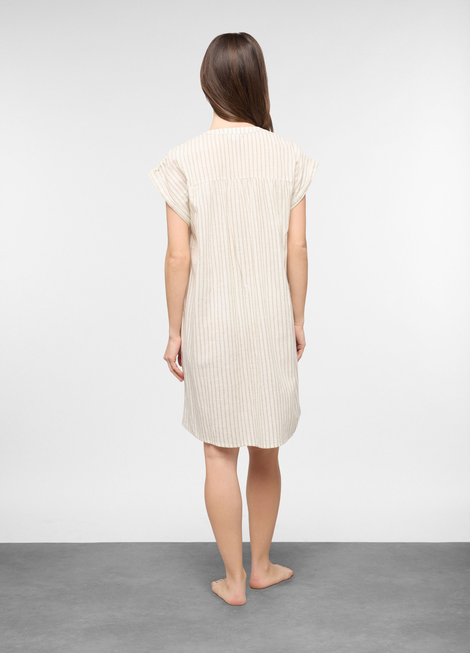 Camicia da notte in popeline misto lino donna_1